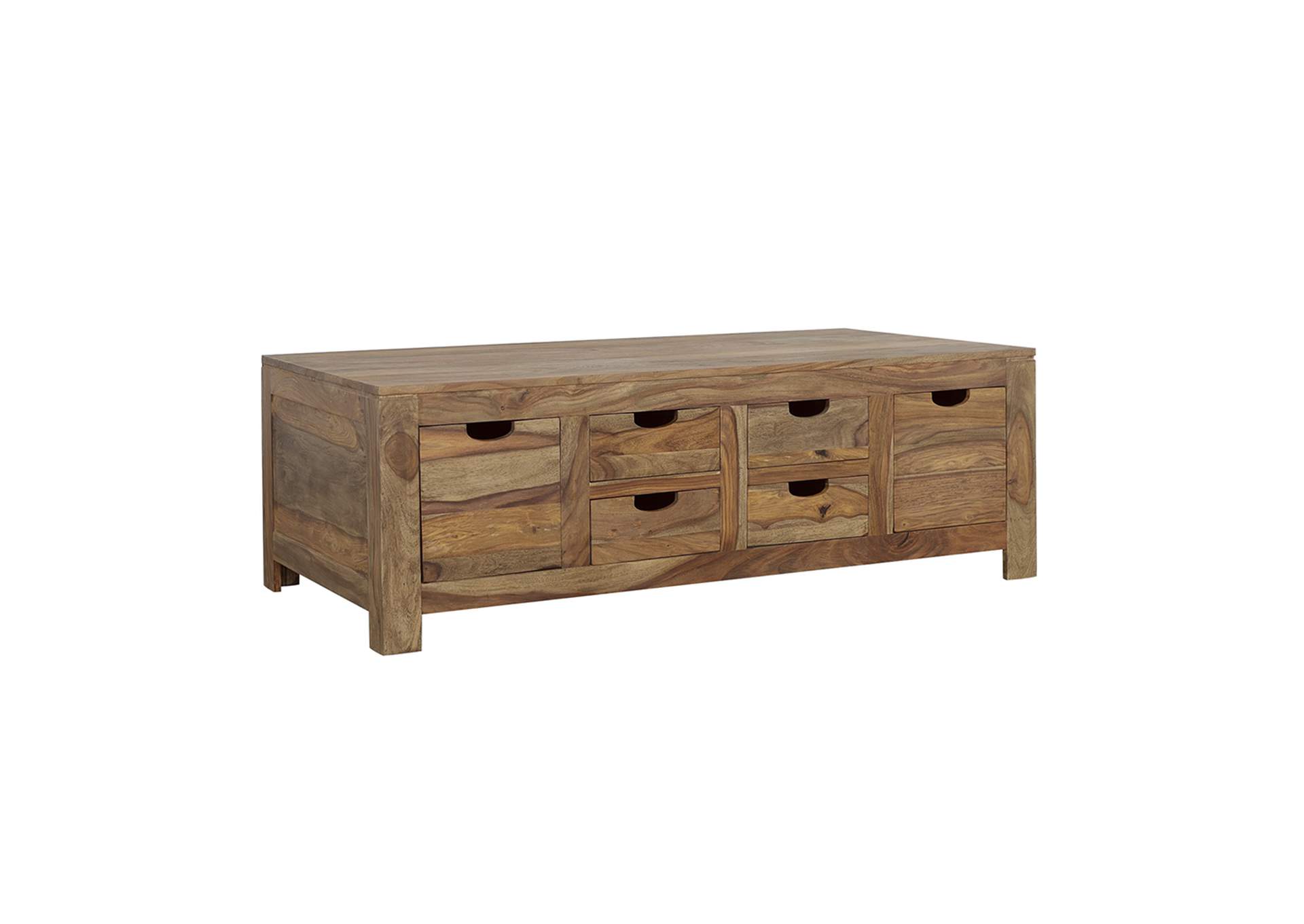 Esther 6-drawer Storage Coffee Table Natural Sheesham,Coaster Furniture