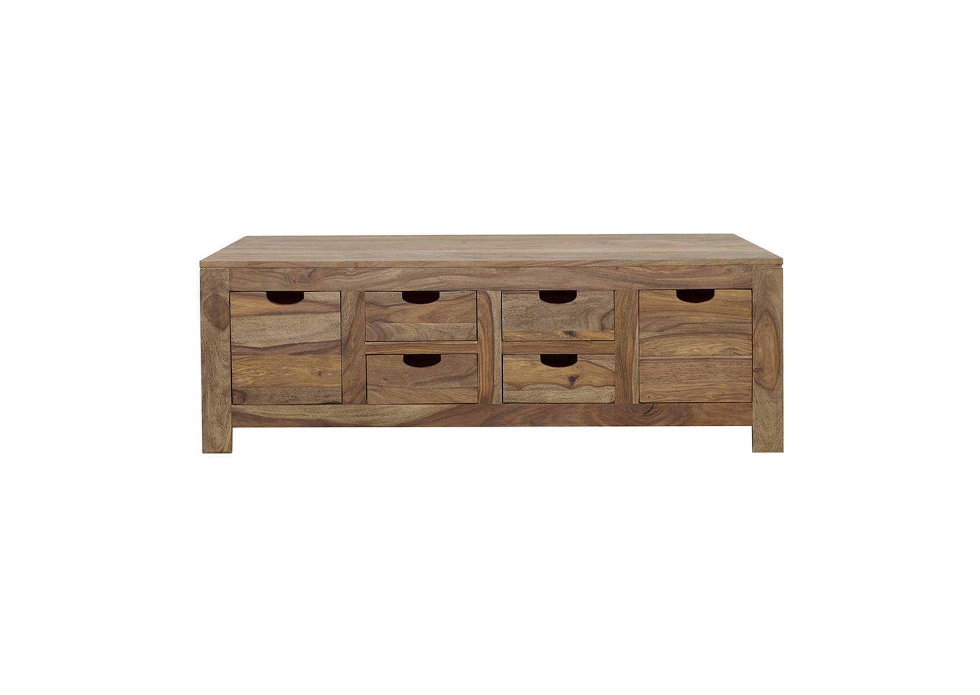 Esther 6-drawer Storage Coffee Table Natural Sheesham,Coaster Furniture