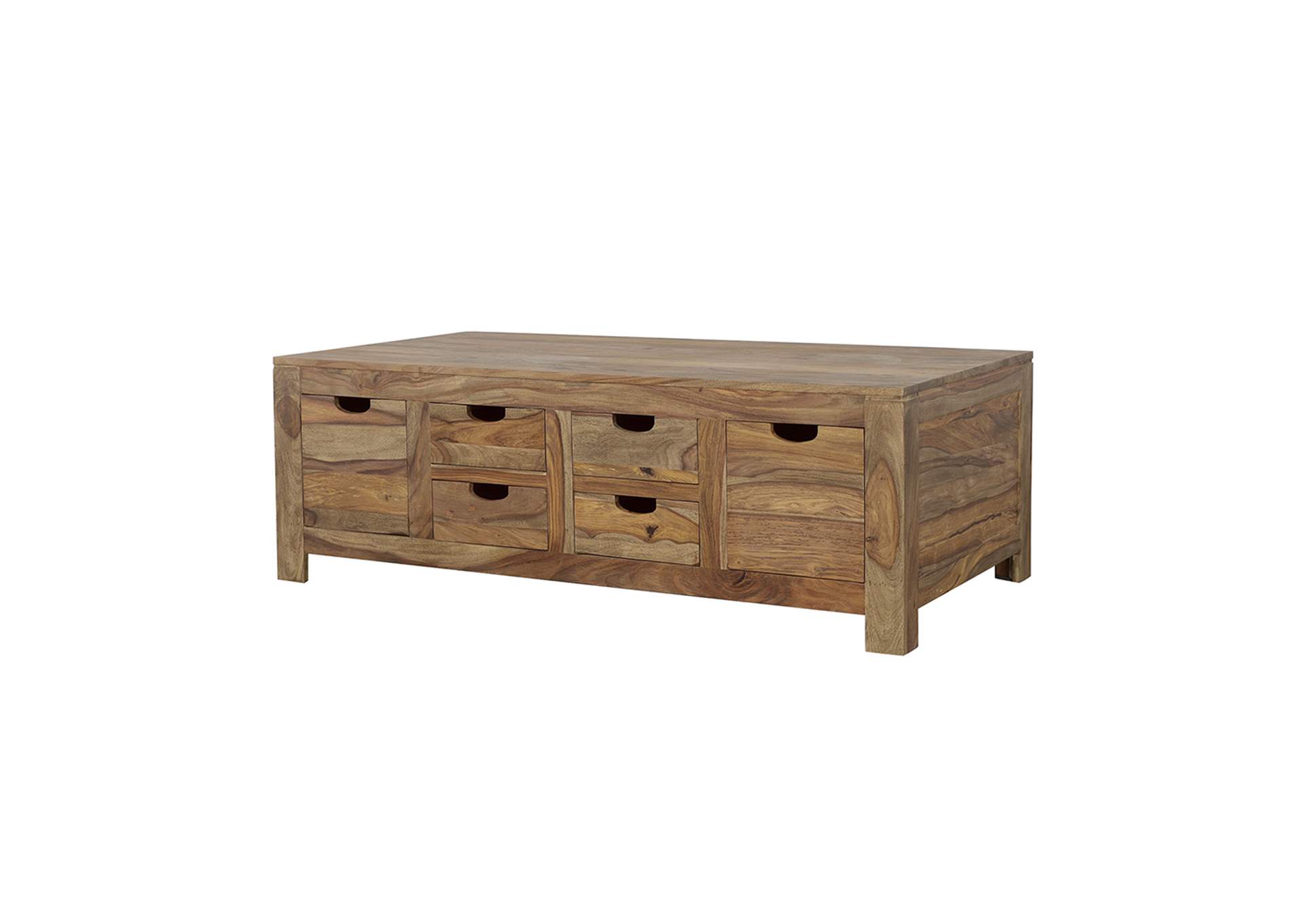 Esther 6-drawer Storage Coffee Table Natural Sheesham,Coaster Furniture