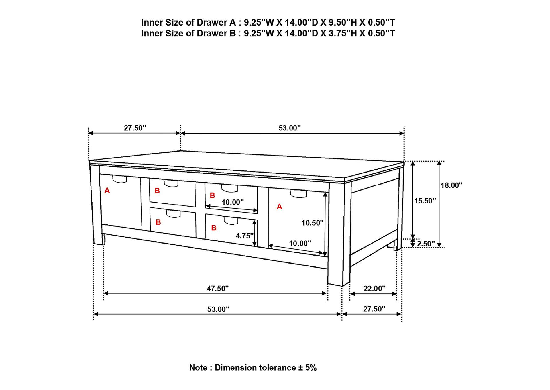 Esther 6-drawer Storage Coffee Table Natural Sheesham,Coaster Furniture