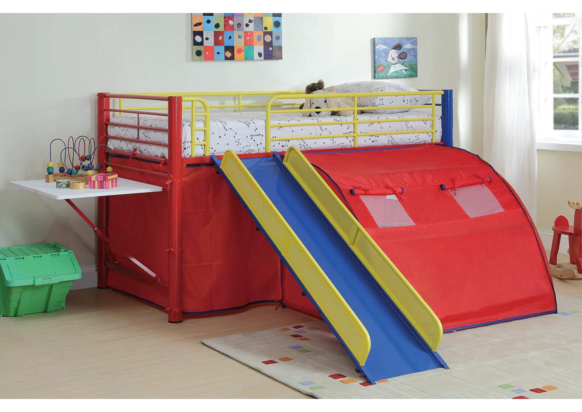 Twin Bunkbed w/ Slide & Tent,ABF Coaster Furniture