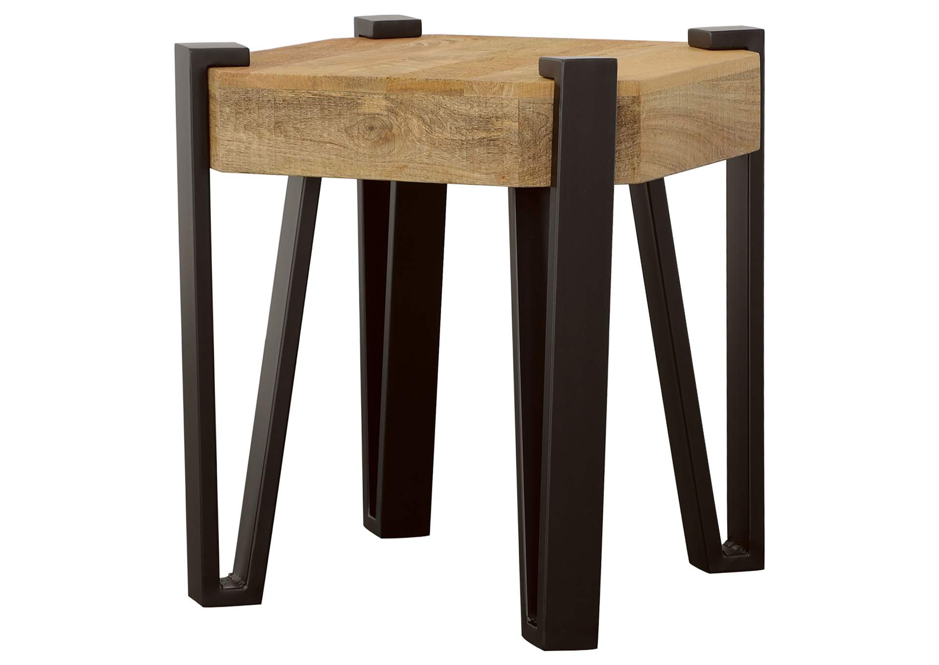 Winston Wooden Square Top End Table Natural and Matte Black,Coaster Furniture