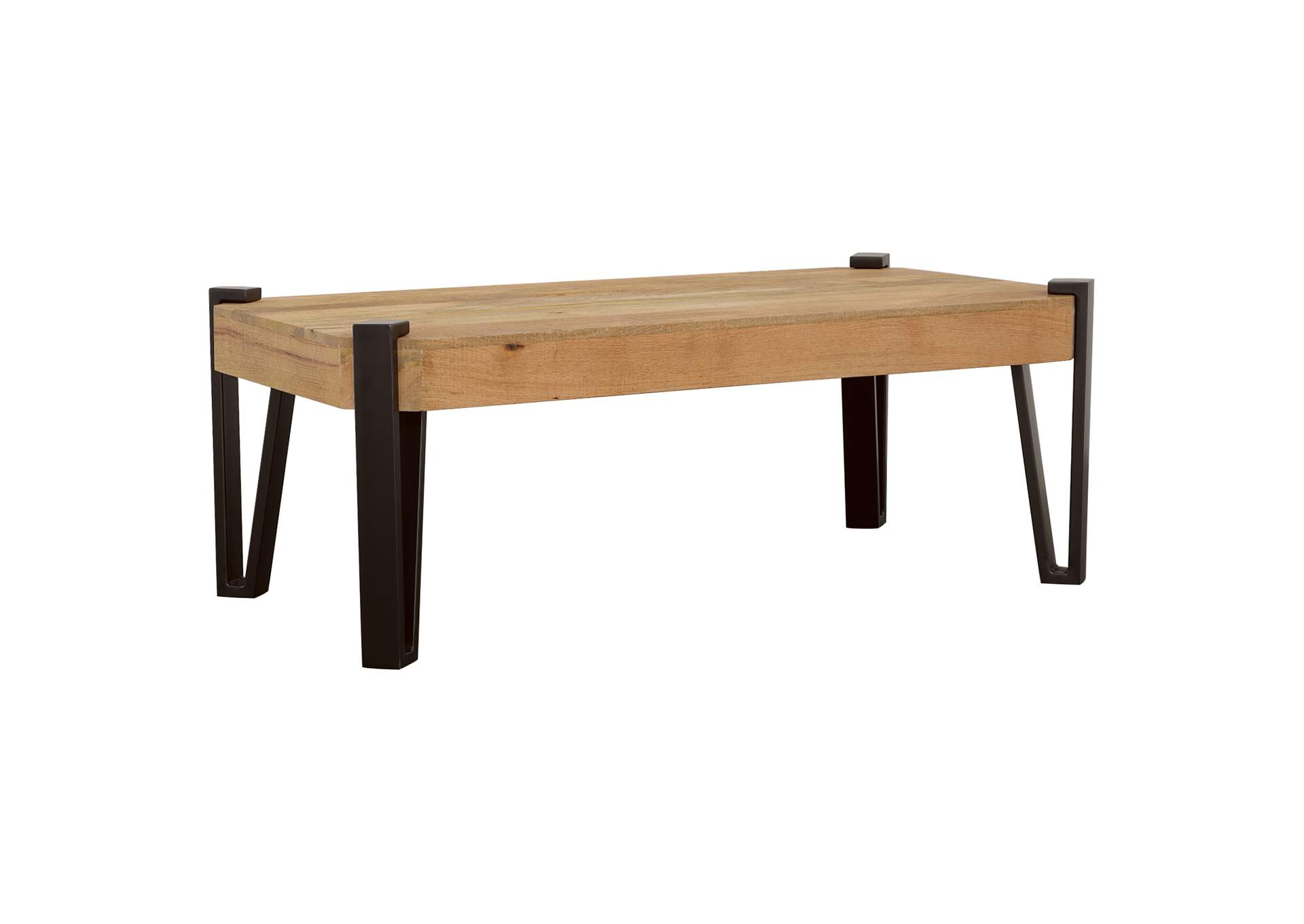 Winston Wooden Rectangular Top Coffee Table Natural and Matte Black,Coaster Furniture