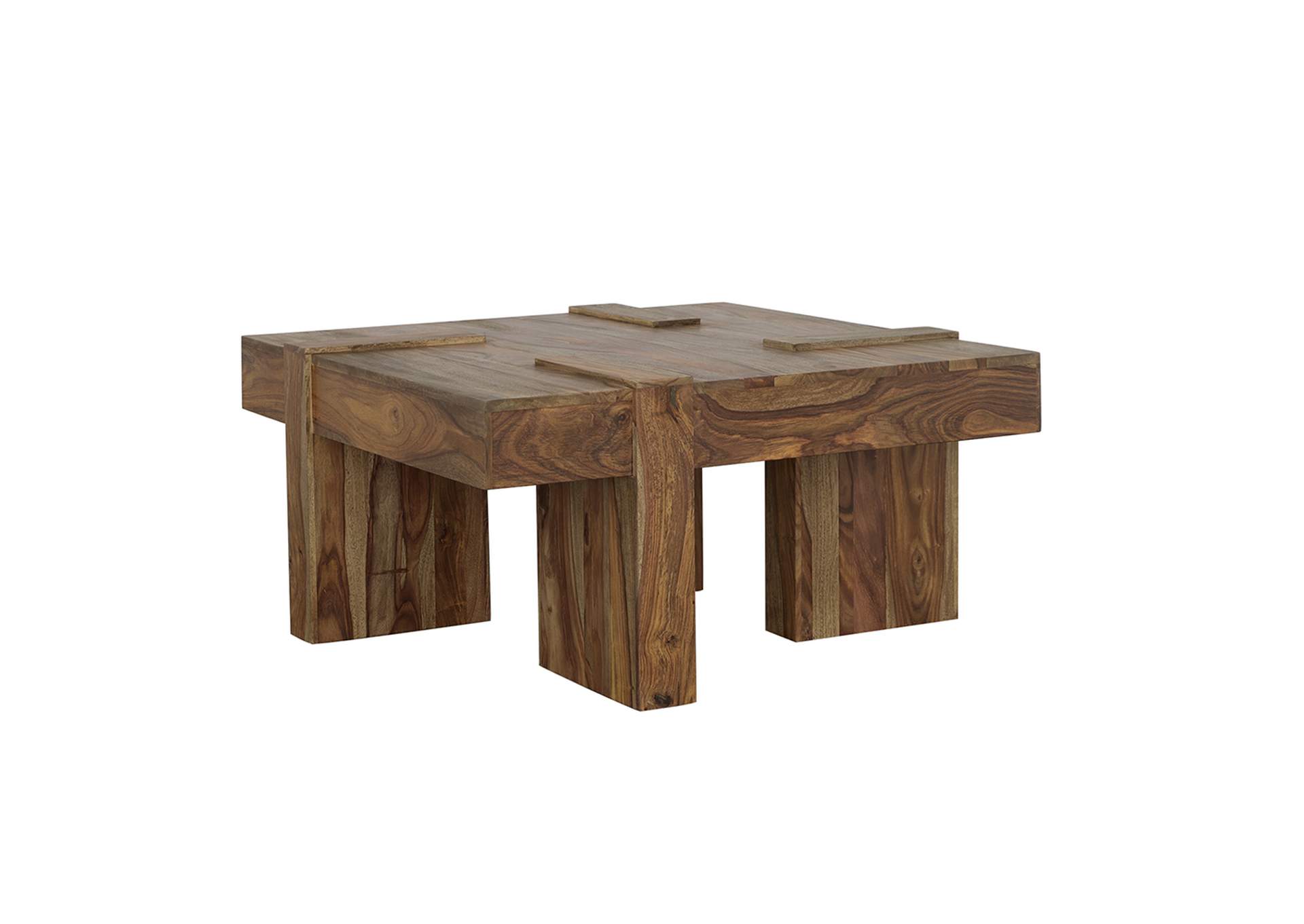 Skeet Wooden Square Coffee Table Natural Sheesham,Coaster Furniture