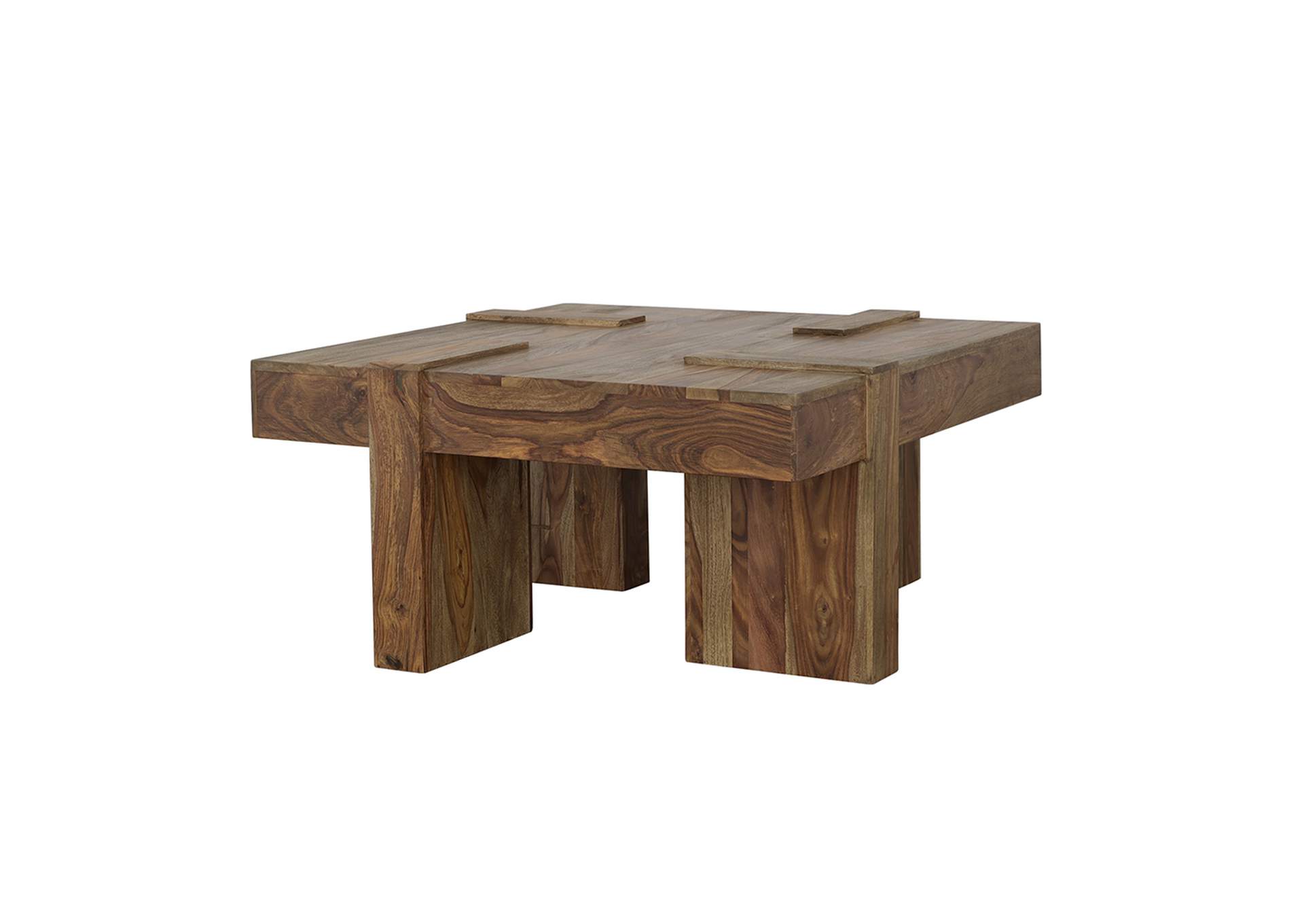 Skeet Wooden Square Coffee Table Natural Sheesham,Coaster Furniture