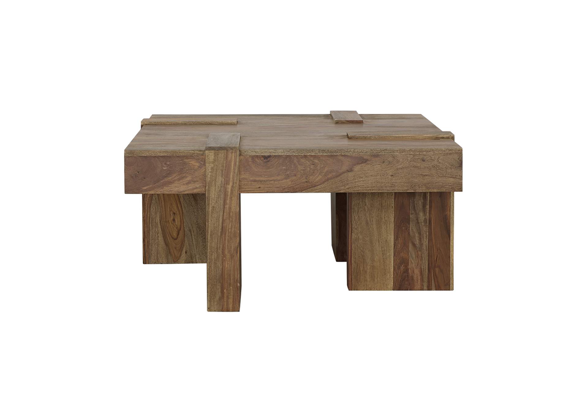 Skeet Wooden Square Coffee Table Natural Sheesham,Coaster Furniture