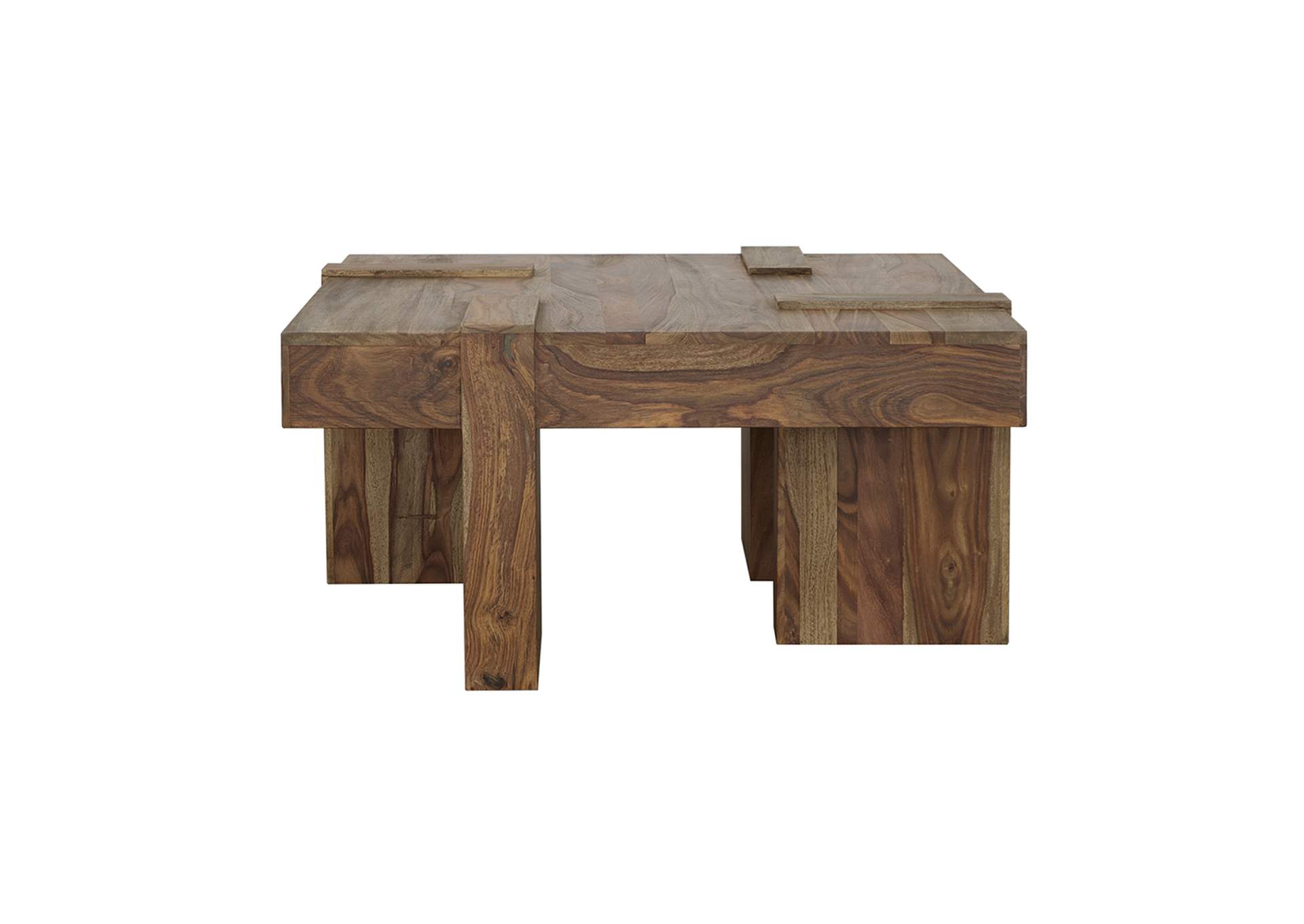 Skeet Wooden Square Coffee Table Natural Sheesham,Coaster Furniture