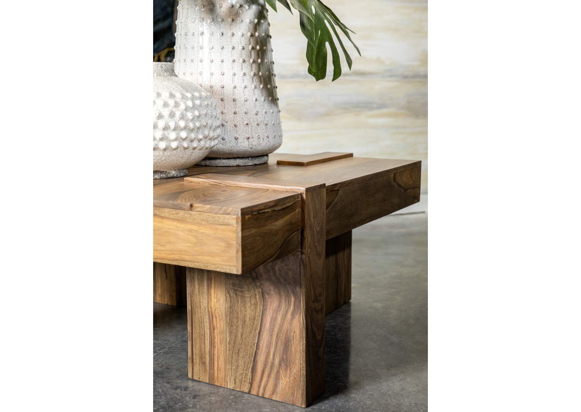 Skeet Wooden Square Coffee Table Natural Sheesham,Coaster Furniture