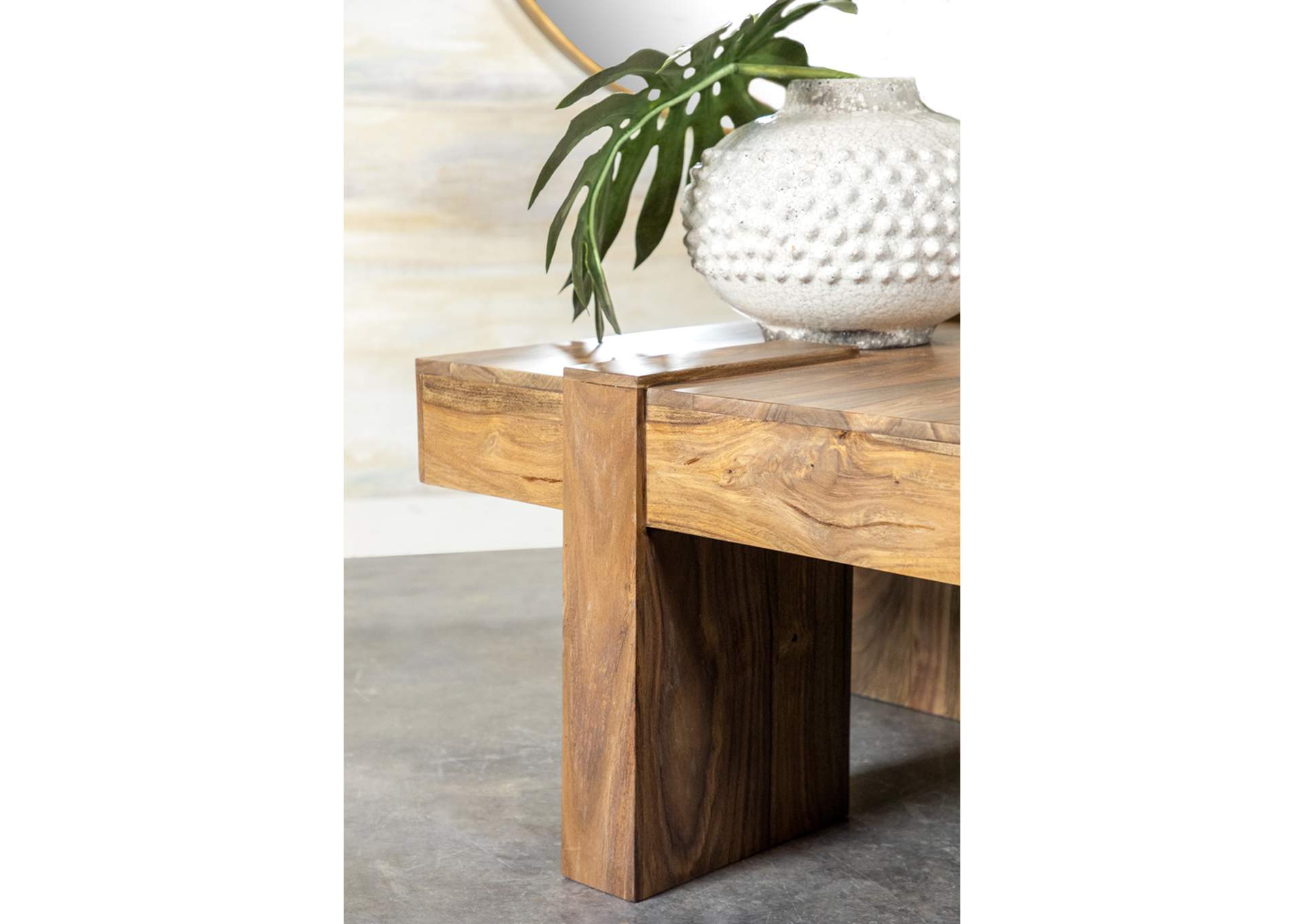 Skeet Wooden Square Coffee Table Natural Sheesham,Coaster Furniture