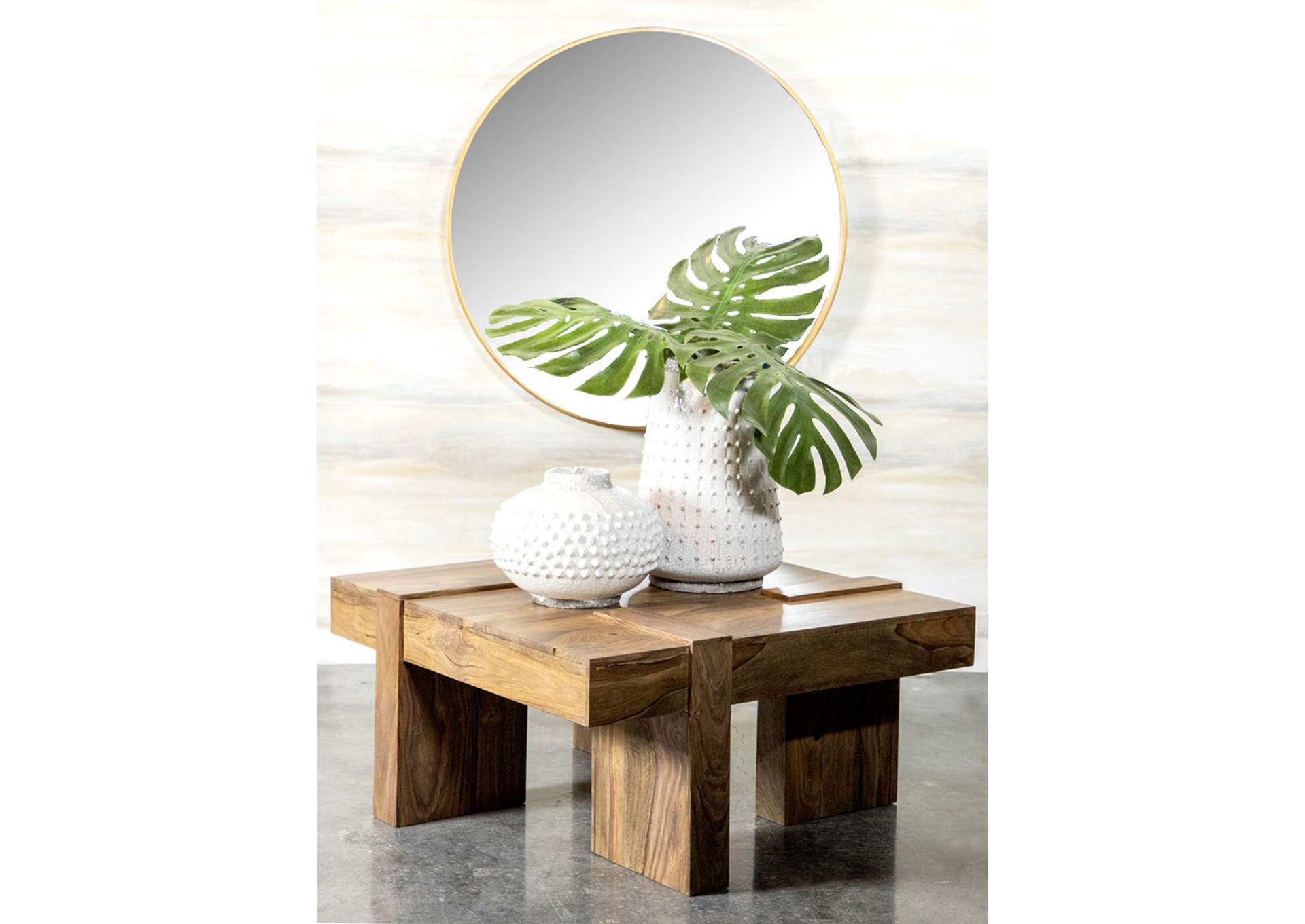 Skeet Wooden Square Coffee Table Natural Sheesham,Coaster Furniture