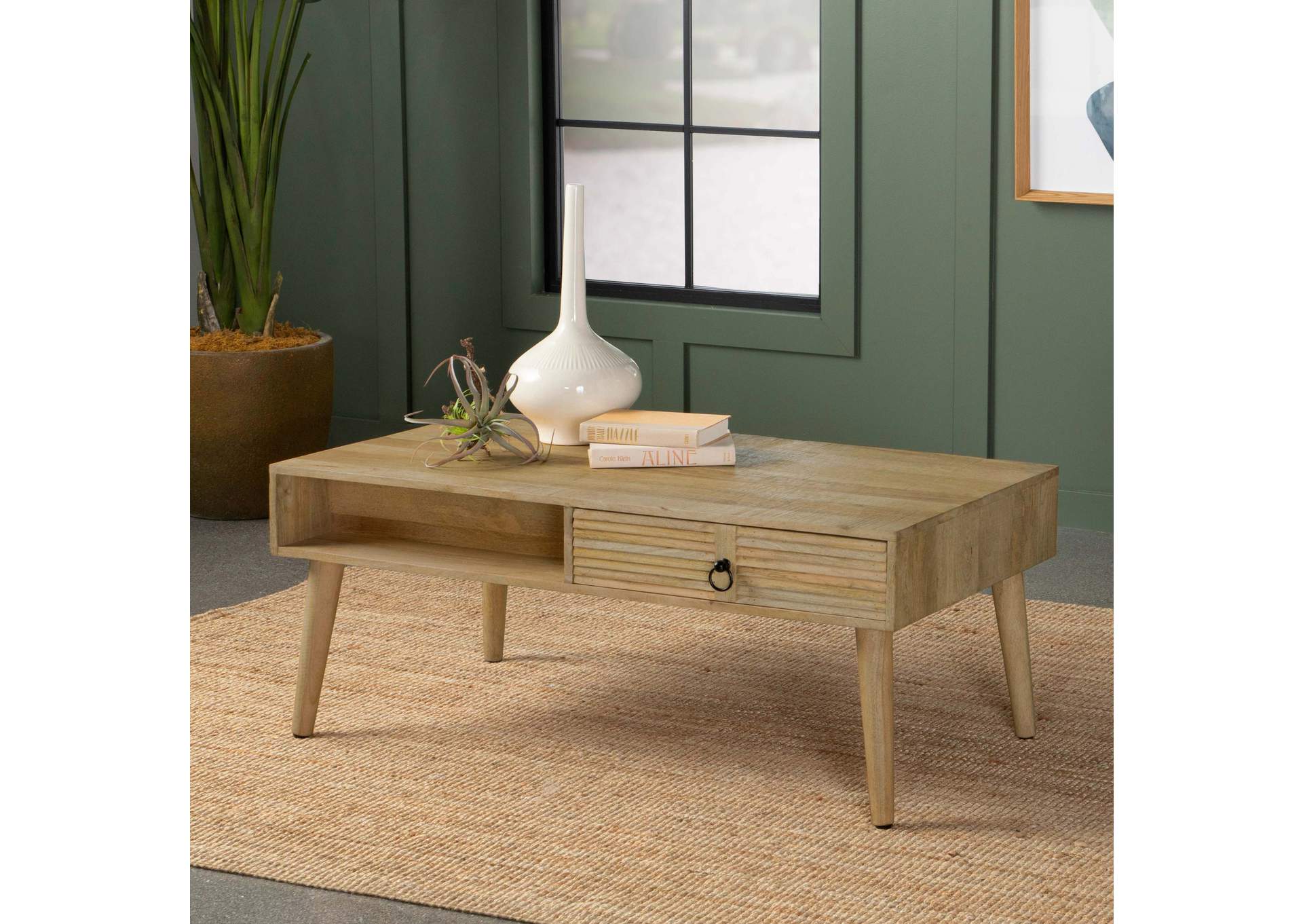 Zabel Rectangular 1-drawer Coffee Table Natural,Coaster Furniture