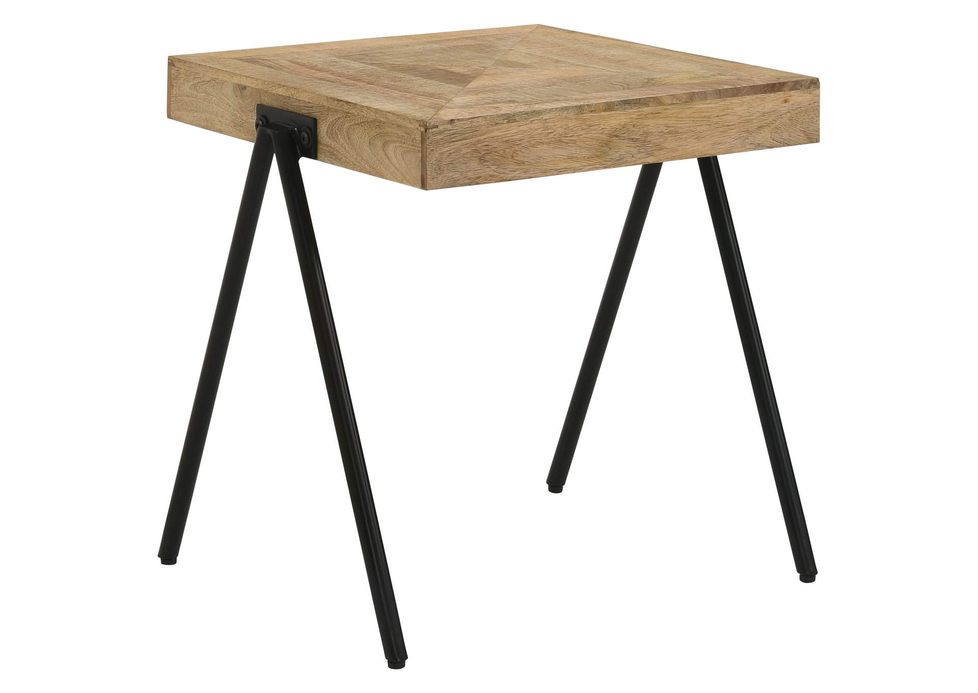 Avery Square End Table with Metal Legs Natural and Black,Coaster Furniture