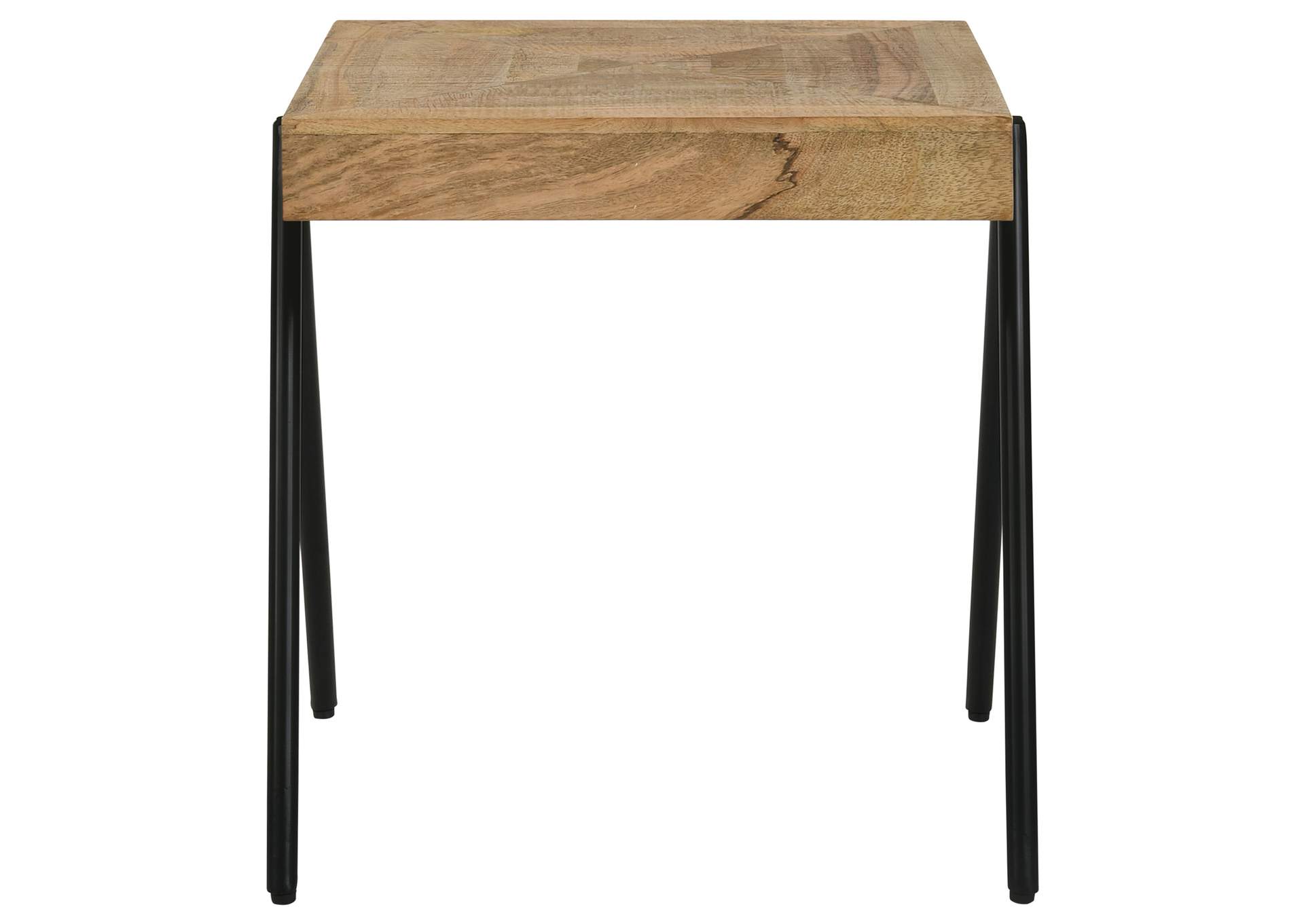 Avery Square End Table with Metal Legs Natural and Black,Coaster Furniture