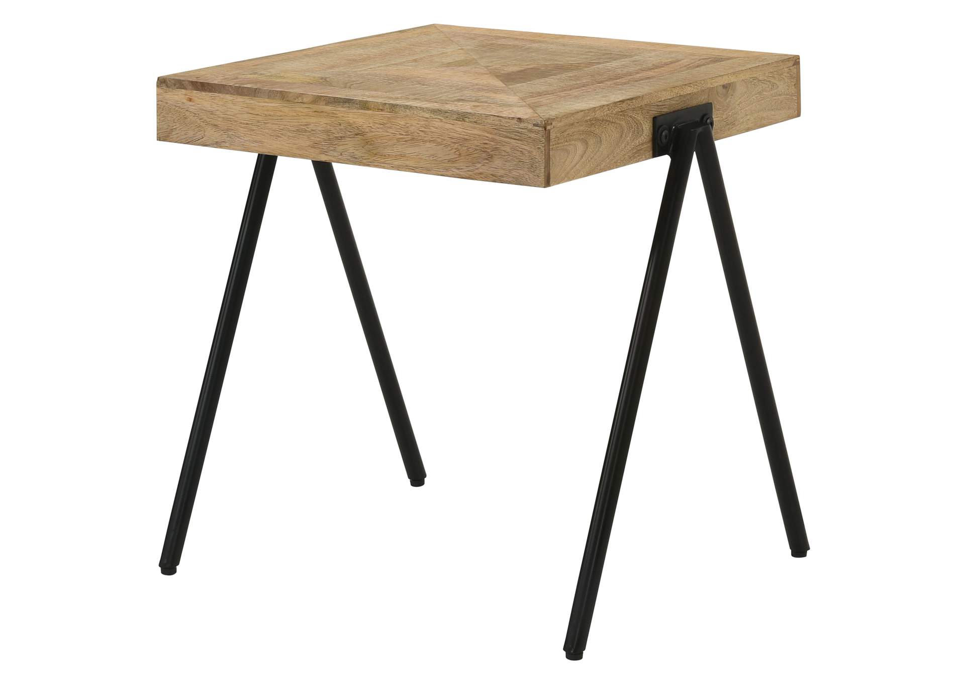 Avery Square End Table with Metal Legs Natural and Black,Coaster Furniture