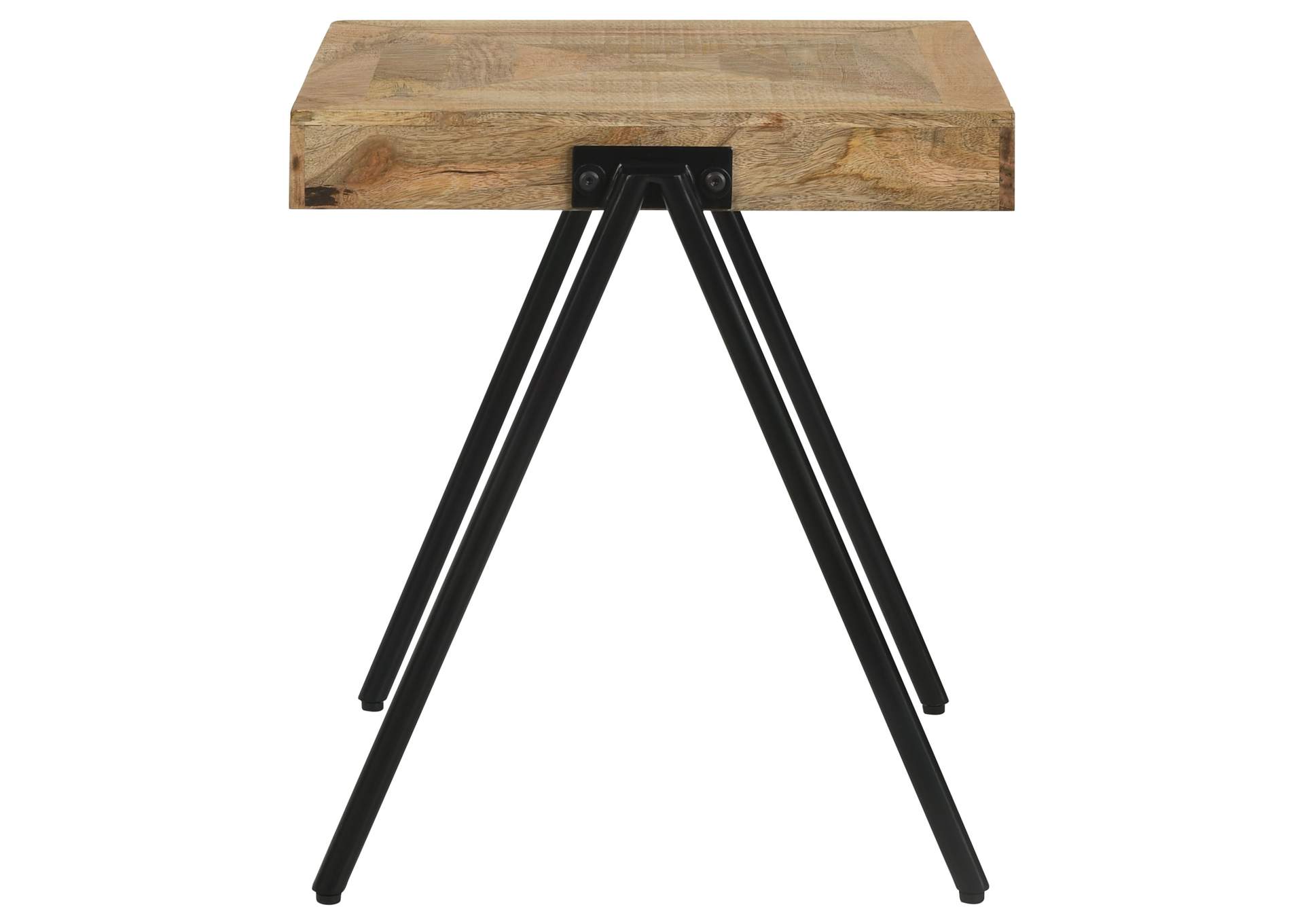 Avery Square End Table with Metal Legs Natural and Black,Coaster Furniture