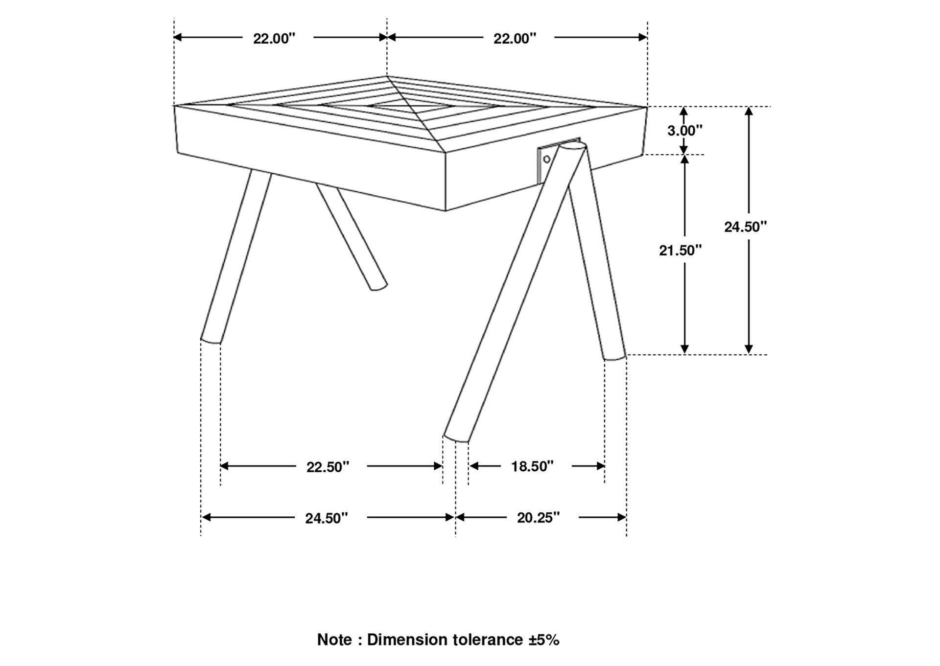 Avery Square End Table with Metal Legs Natural and Black,Coaster Furniture