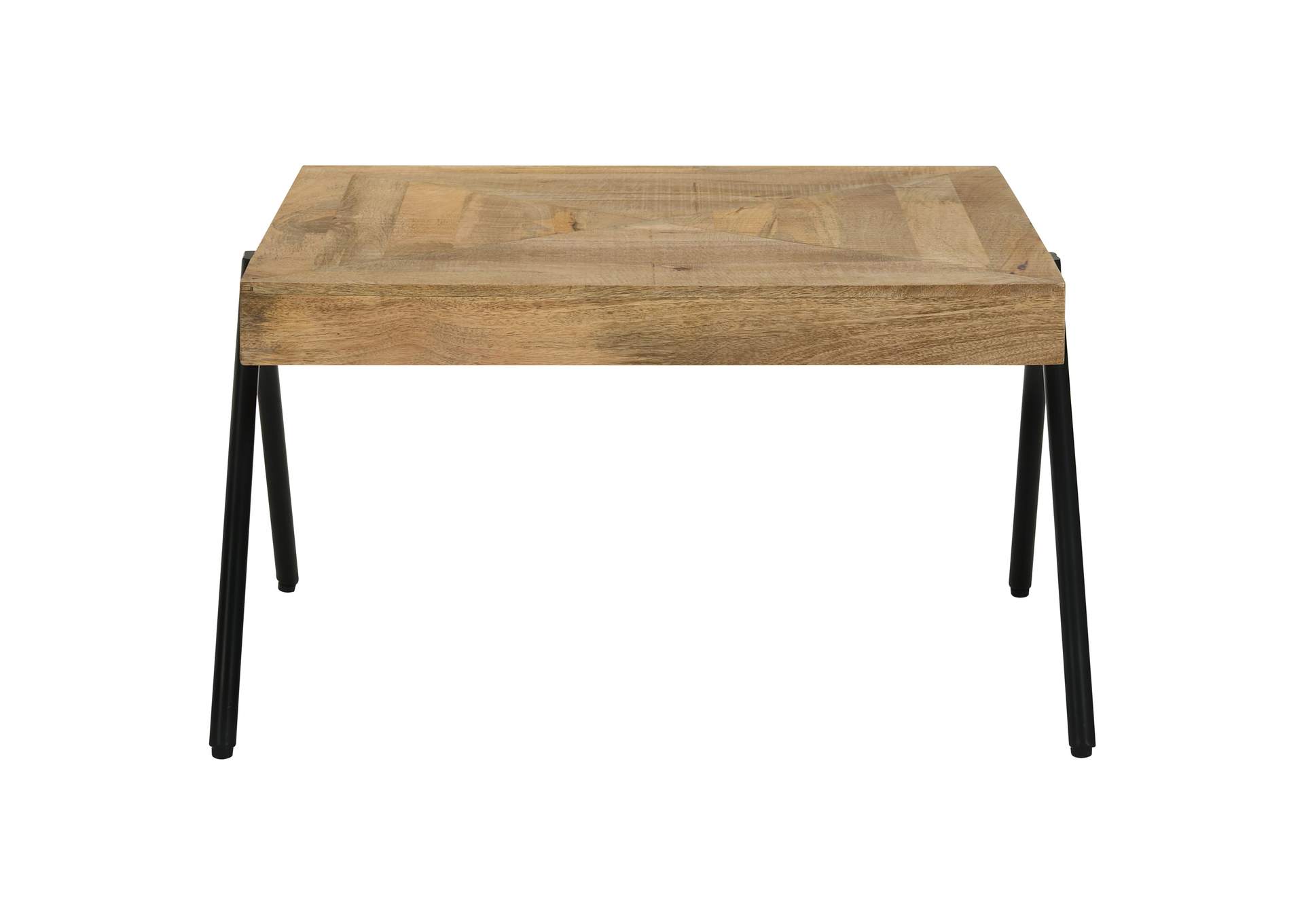 Avery Rectangular Coffee Table with Metal Legs Natural and Black,Coaster Furniture