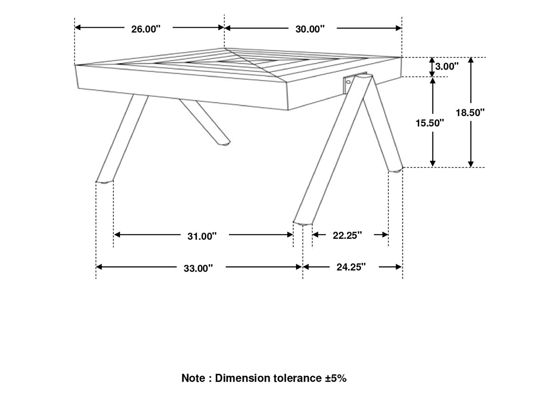 Avery Rectangular Coffee Table with Metal Legs Natural and Black,Coaster Furniture