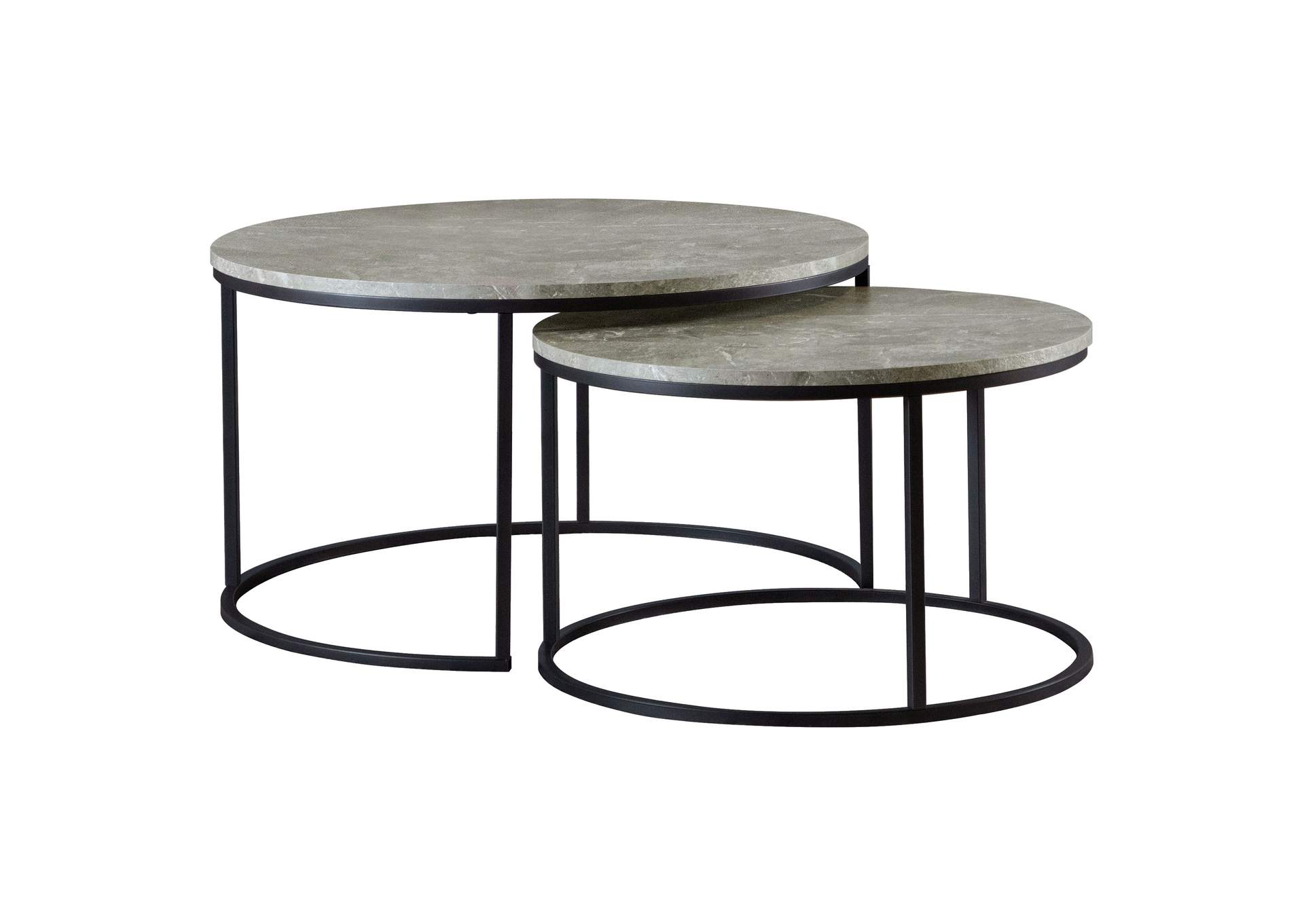 Lainey Round 2-piece Nesting Coffee Table Grey and Gunmetal,Coaster Furniture