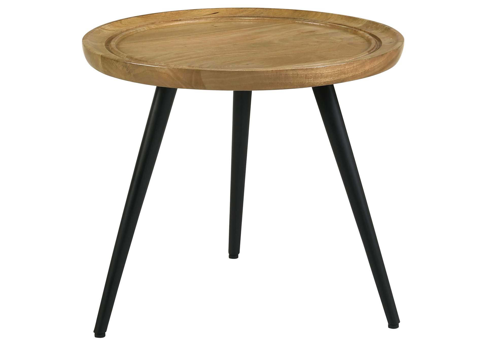 Zoe Round End Table with Trio Legs Natural and Black,Coaster Furniture