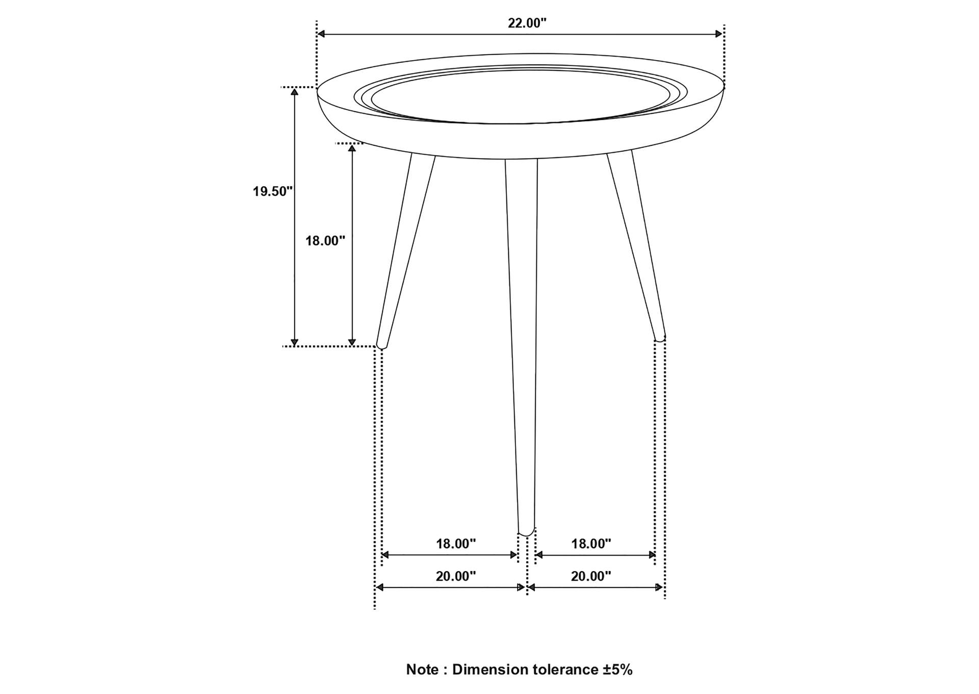 Zoe Round End Table with Trio Legs Natural and Black,Coaster Furniture