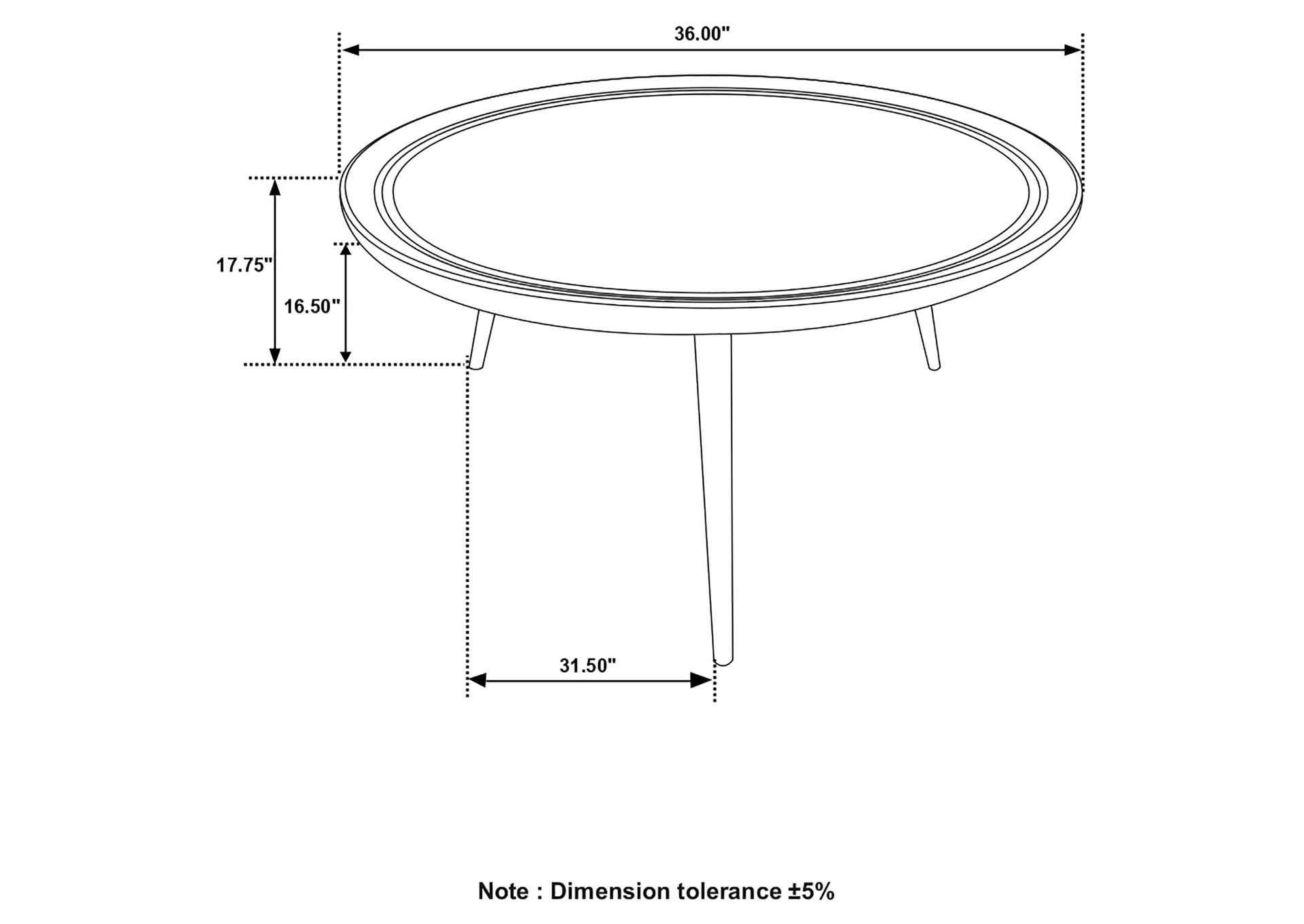 Zoe Round Coffee Table with Trio Legs Natural and Black,Coaster Furniture