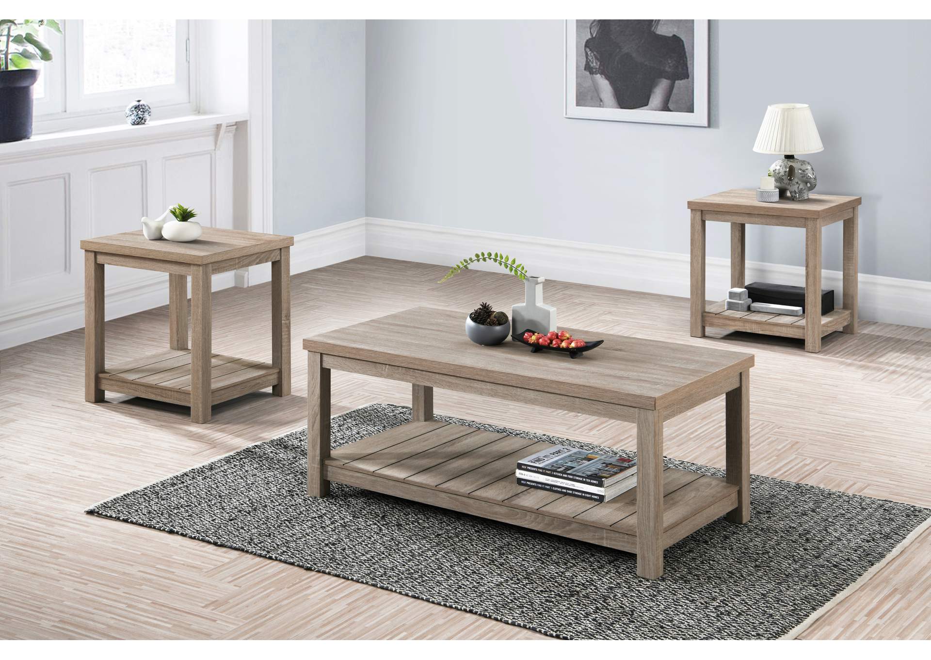 Bairn 3-piece Occasional Set with Open Shelves Greige,Coaster Furniture