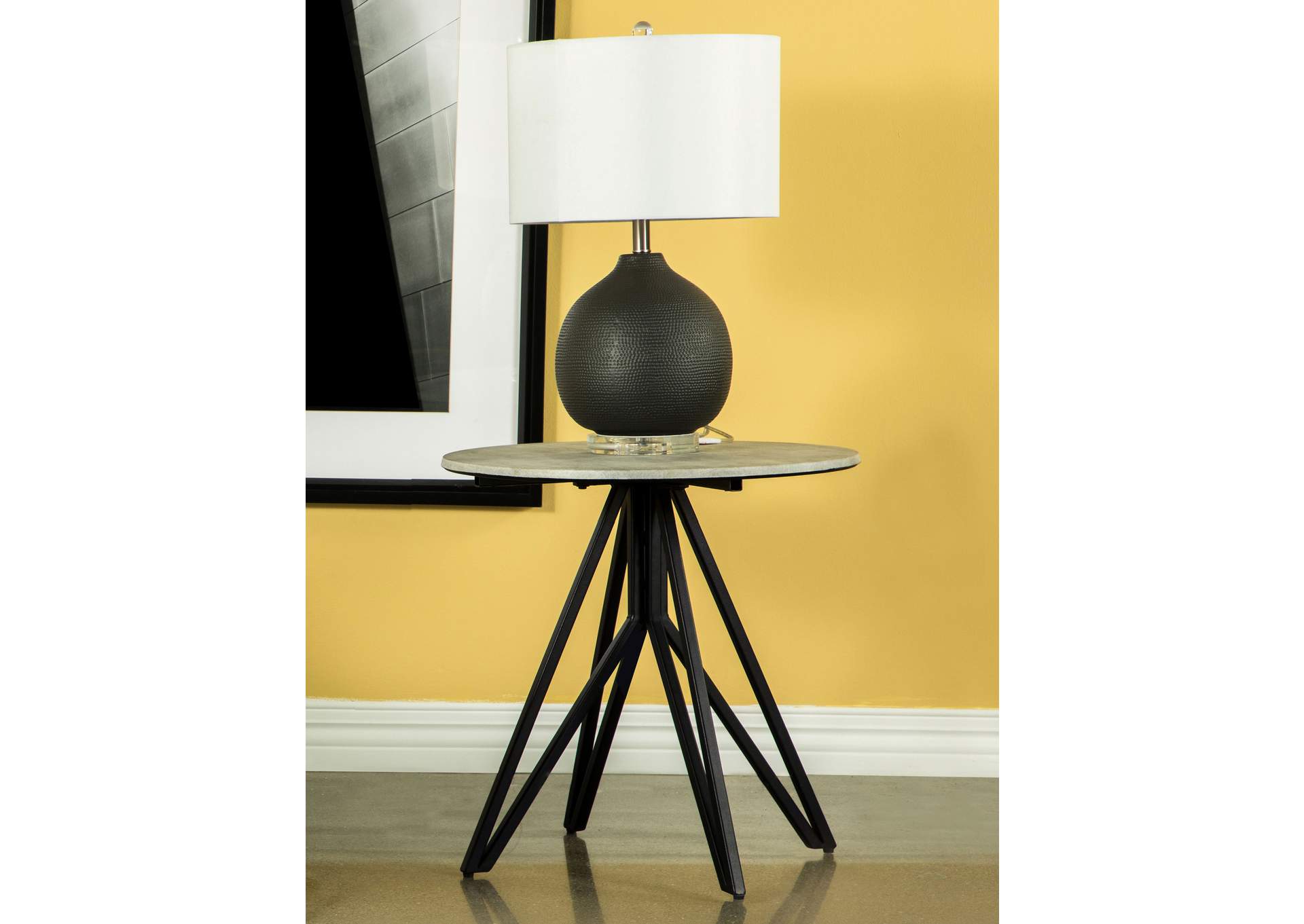 Hadi Round End Table with Hairpin Legs Cement and Gunmetal,Coaster Furniture