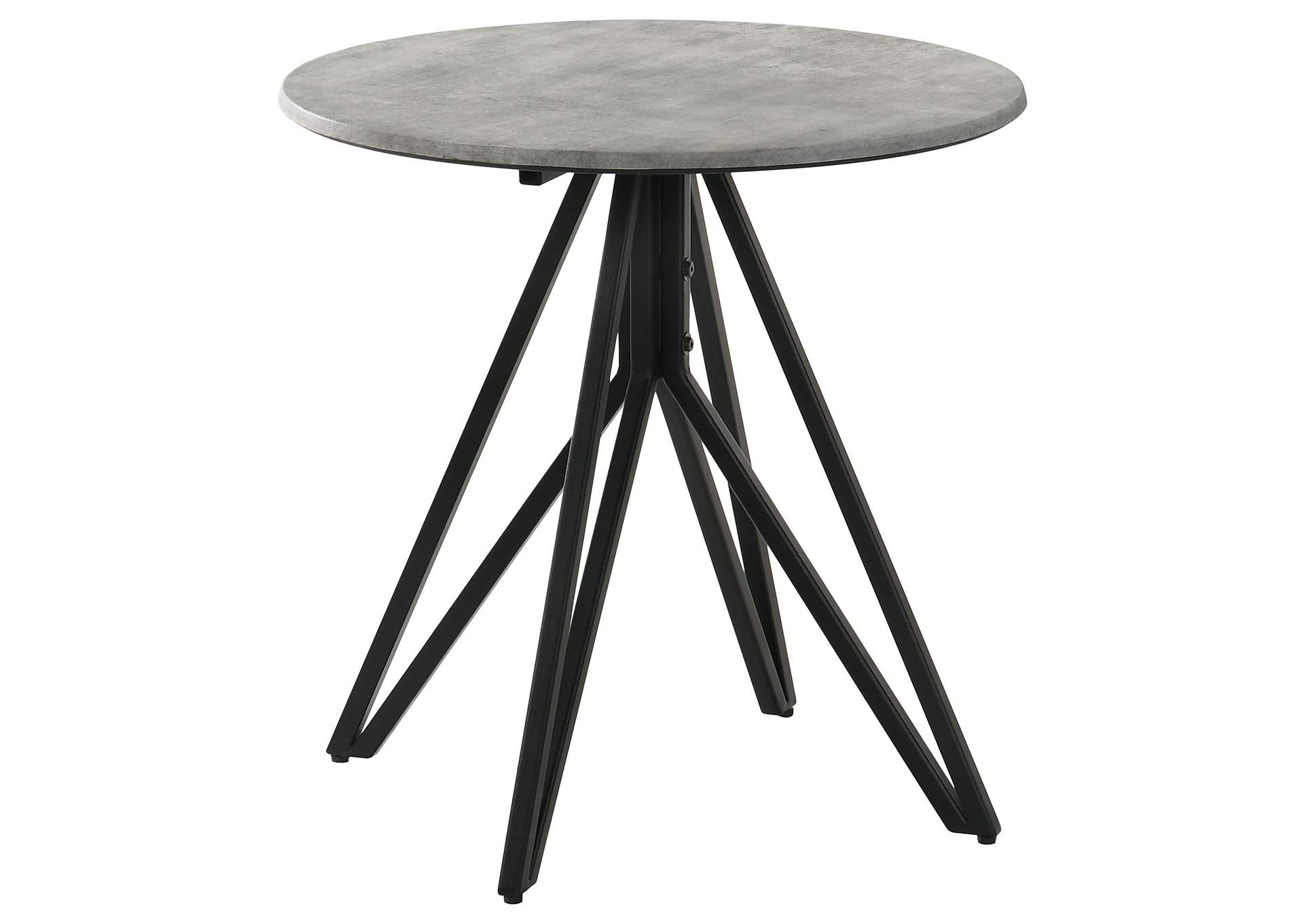 Hadi Round End Table with Hairpin Legs Cement and Gunmetal,Coaster Furniture