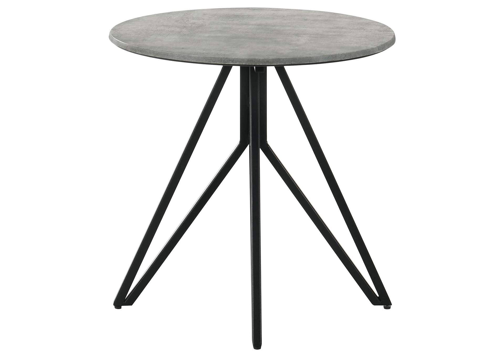 Hadi Round End Table with Hairpin Legs Cement and Gunmetal,Coaster Furniture