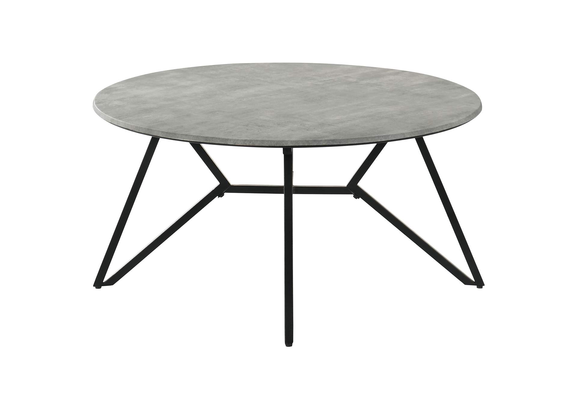 Hadi Round Coffee Table with Hairpin Legs Cement and Gunmetal,Coaster Furniture