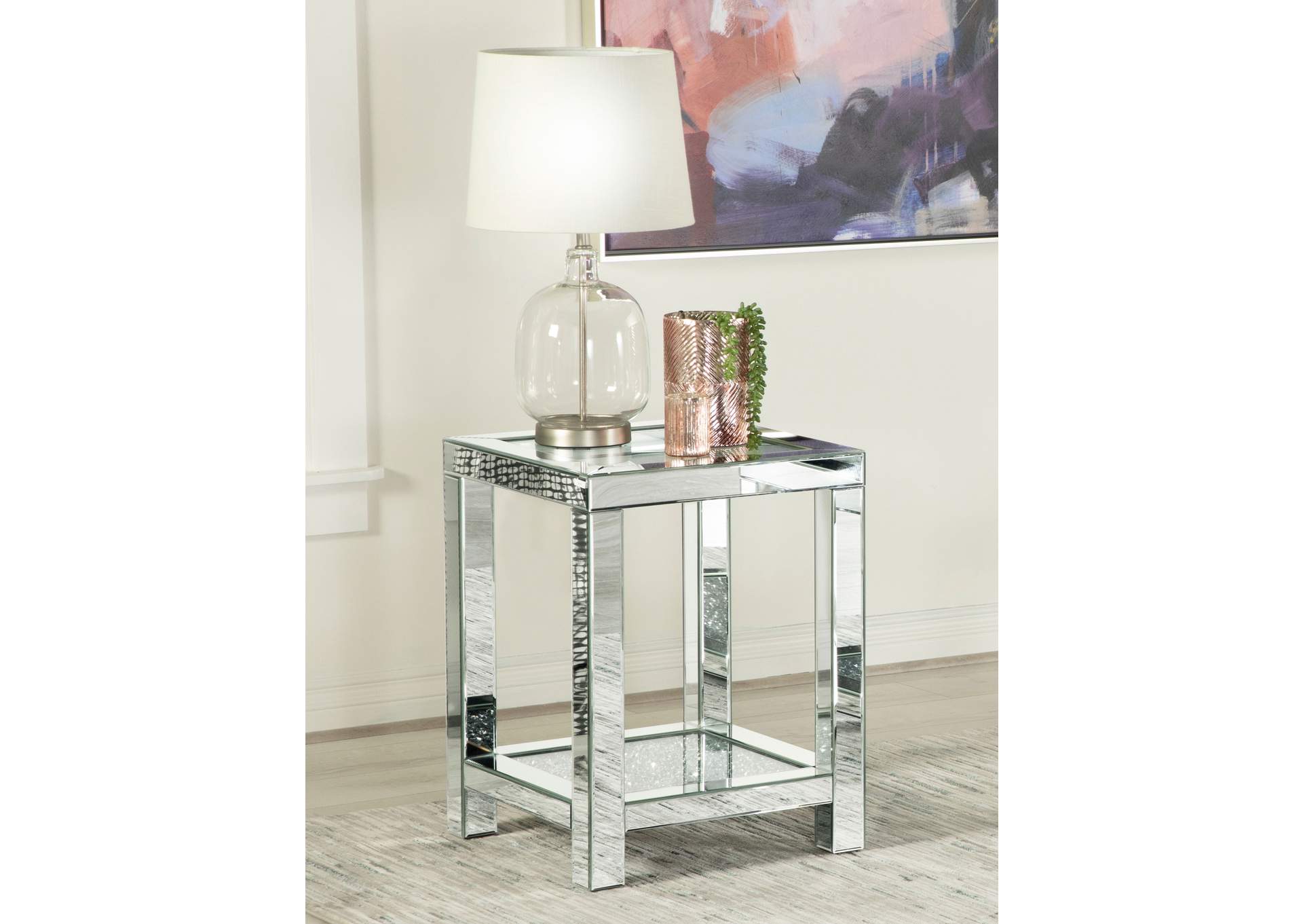 Valentina Square End Table with Glass Top Mirror,Coaster Furniture