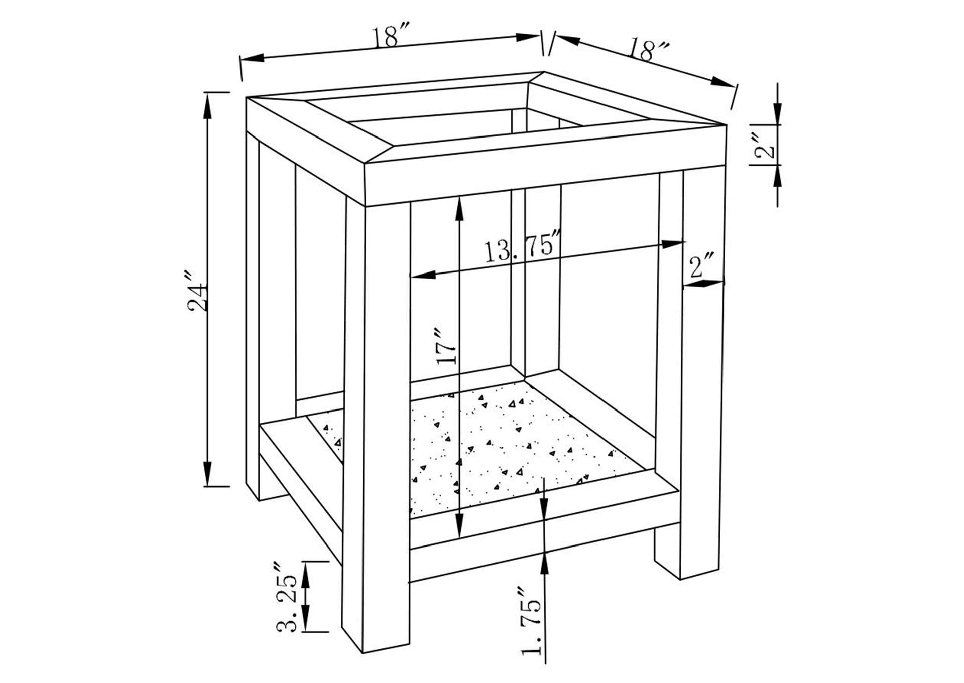 Valentina Square End Table with Glass Top Mirror,Coaster Furniture