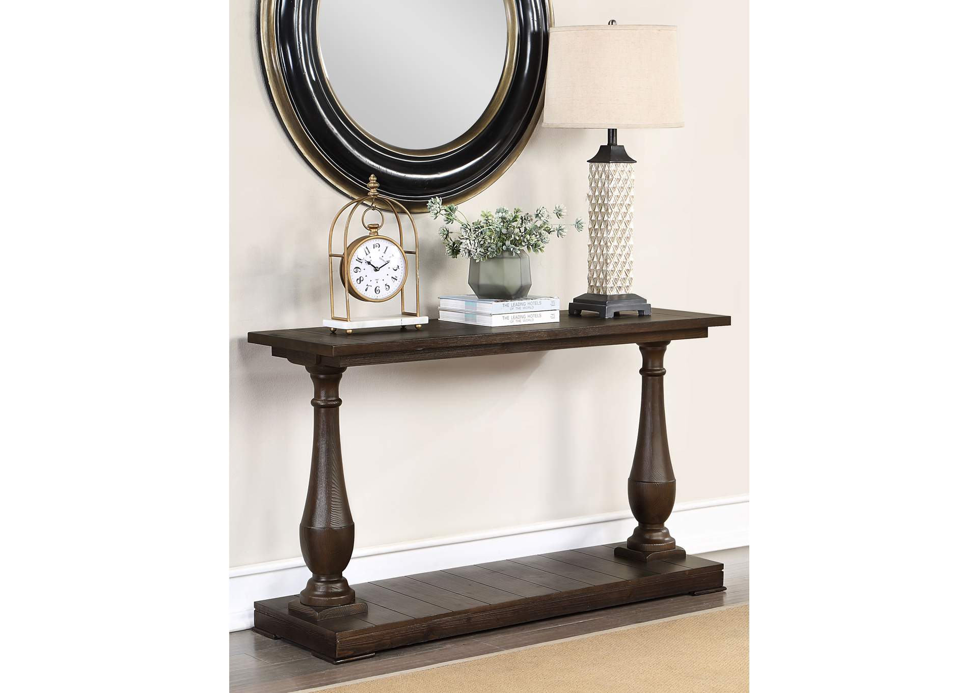 Walden Rectangular Sofa Table with Turned Legs and Floor Shelf Coffee,Coaster Furniture