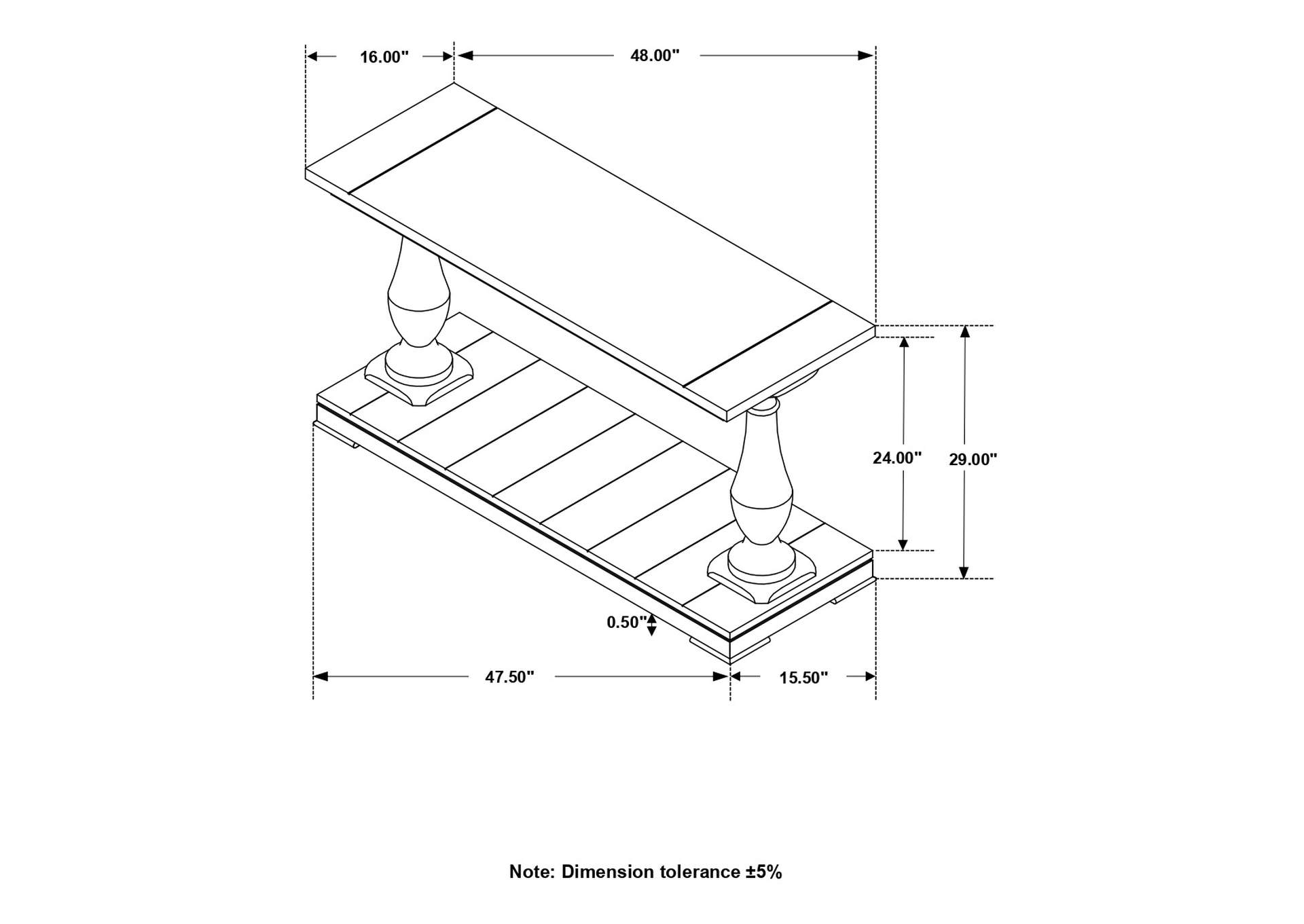 Walden Rectangular Sofa Table with Turned Legs and Floor Shelf Coffee,Coaster Furniture