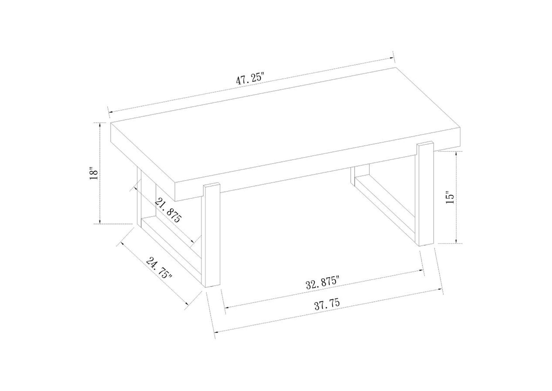 Pala Rectangular Coffee Table With Sled Base White High Gloss And Natural,Coaster Furniture