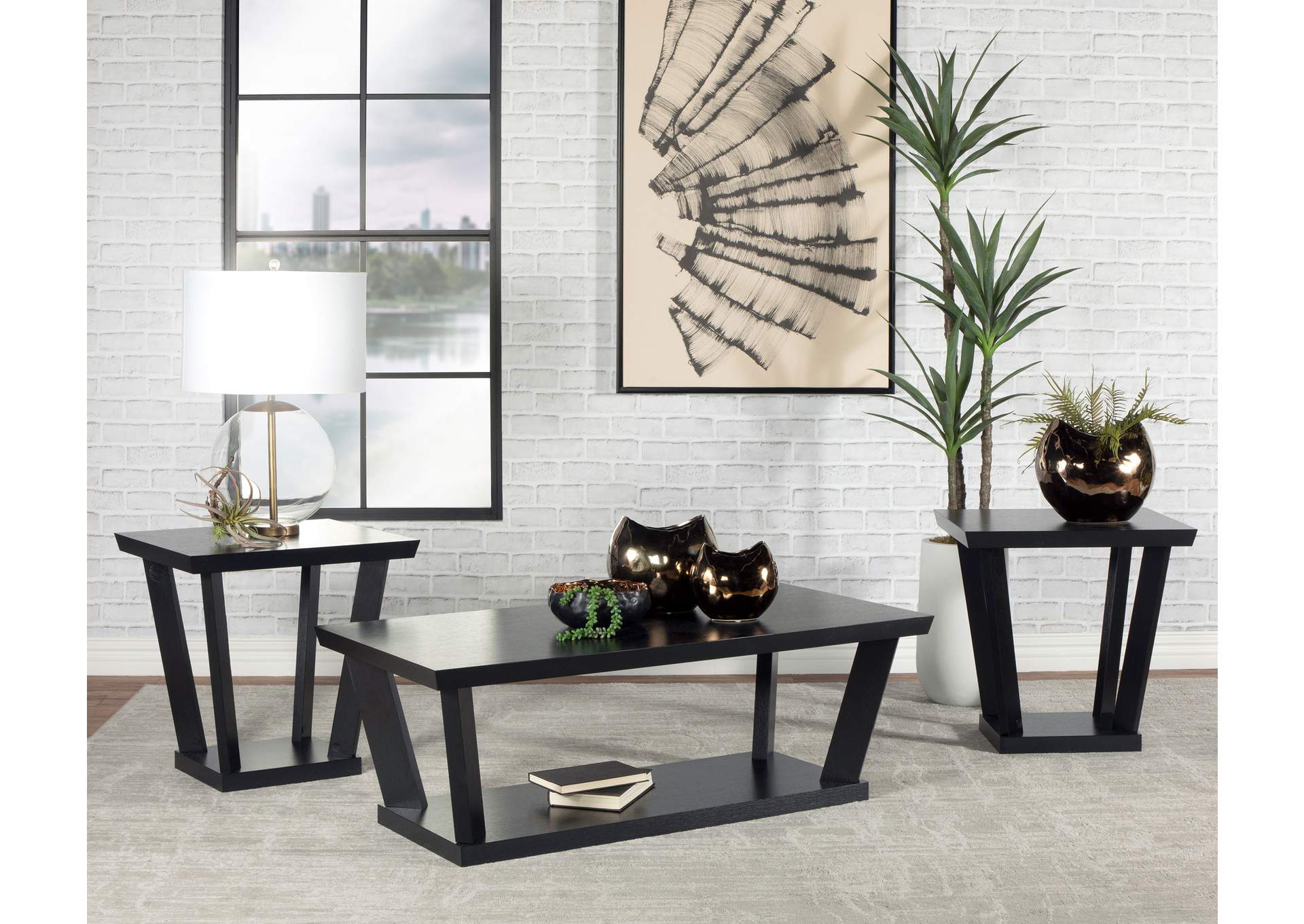 Aminta 3-piece Occasional Set with Open Shelves Black,Coaster Furniture