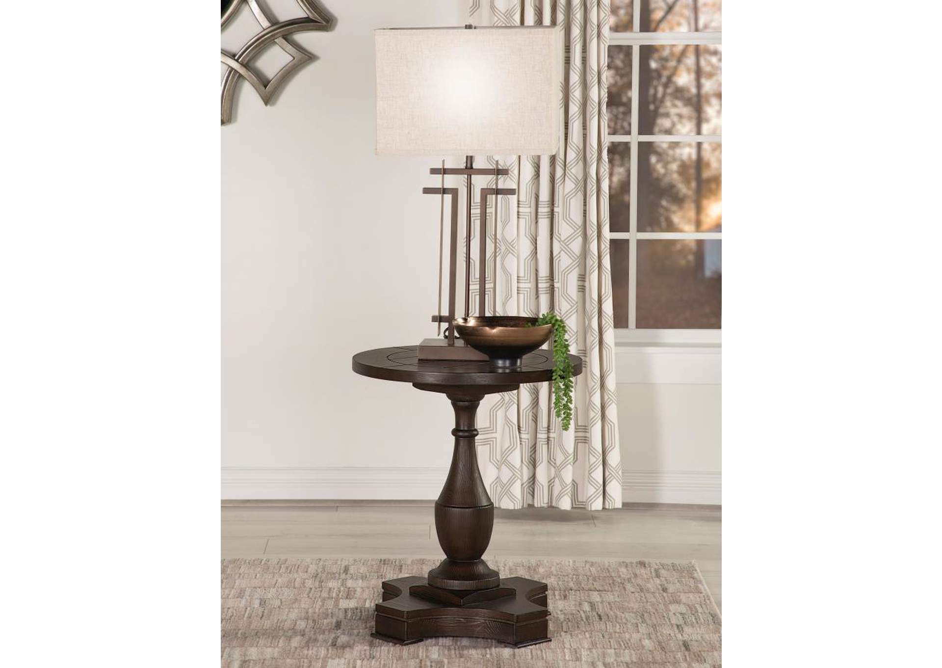 Morello Round End Table With Pedestal Base Coffee,Coaster Furniture