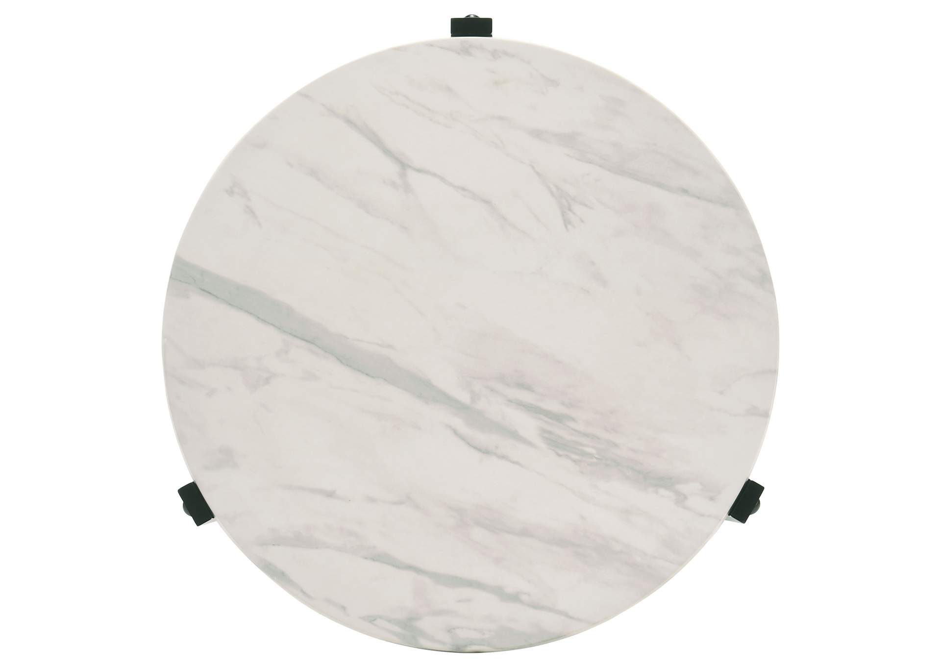 Tandi Round End Table Faux White Marble and Black,Coaster Furniture