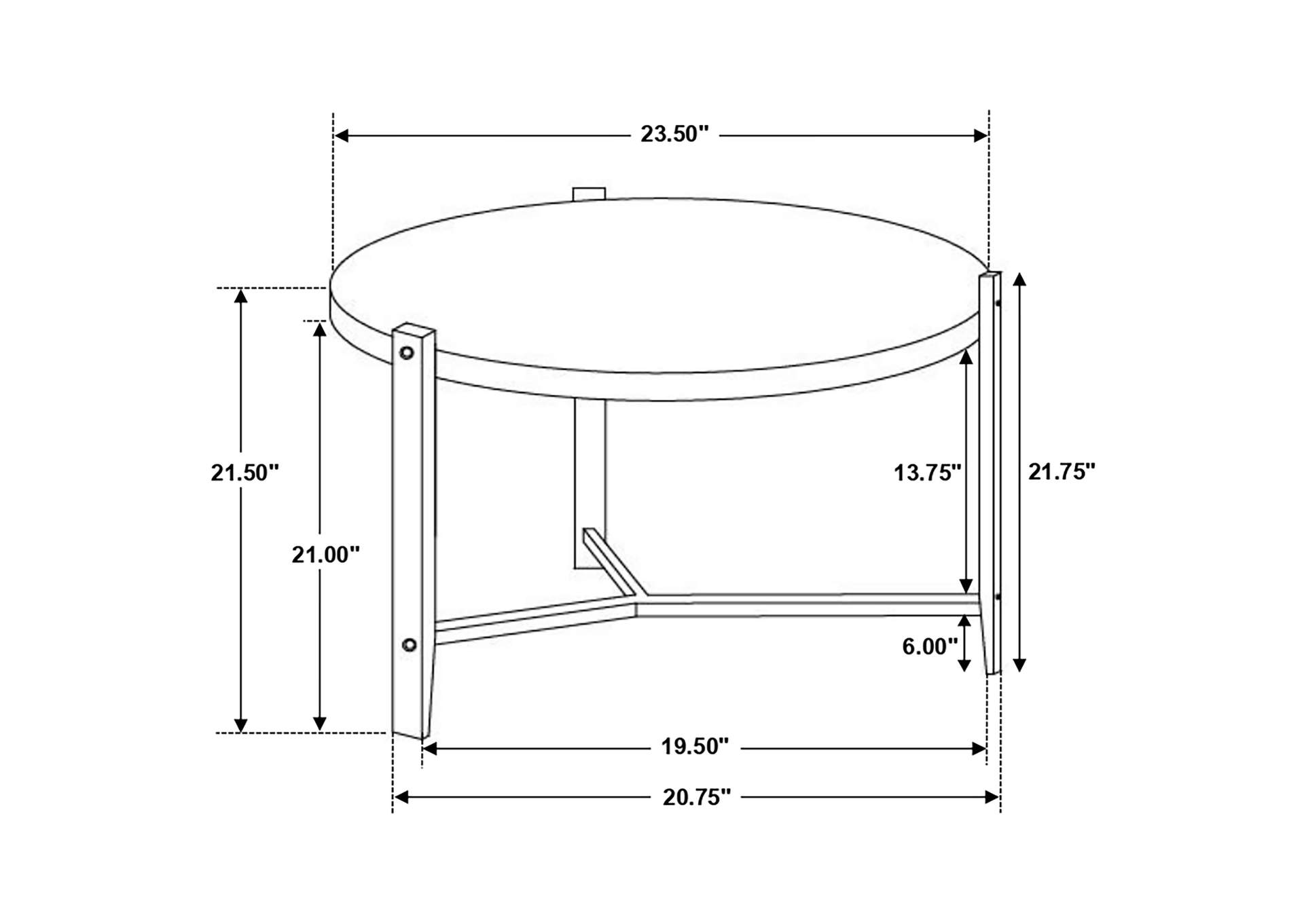 Tandi Round End Table Faux White Marble and Black,Coaster Furniture