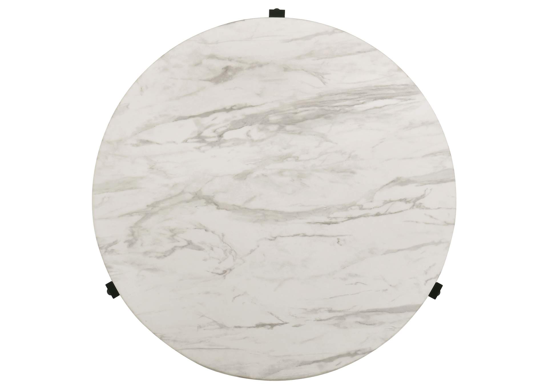 Tandi Round Coffee Table Faux White Marble and Black,Coaster Furniture