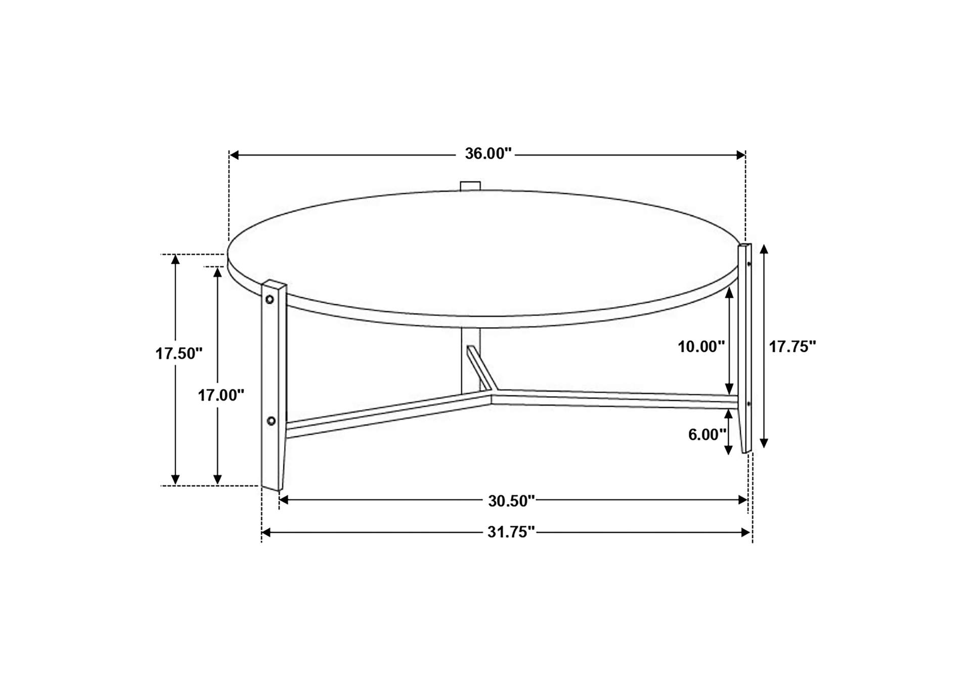 Tandi Round Coffee Table Faux White Marble and Black,Coaster Furniture