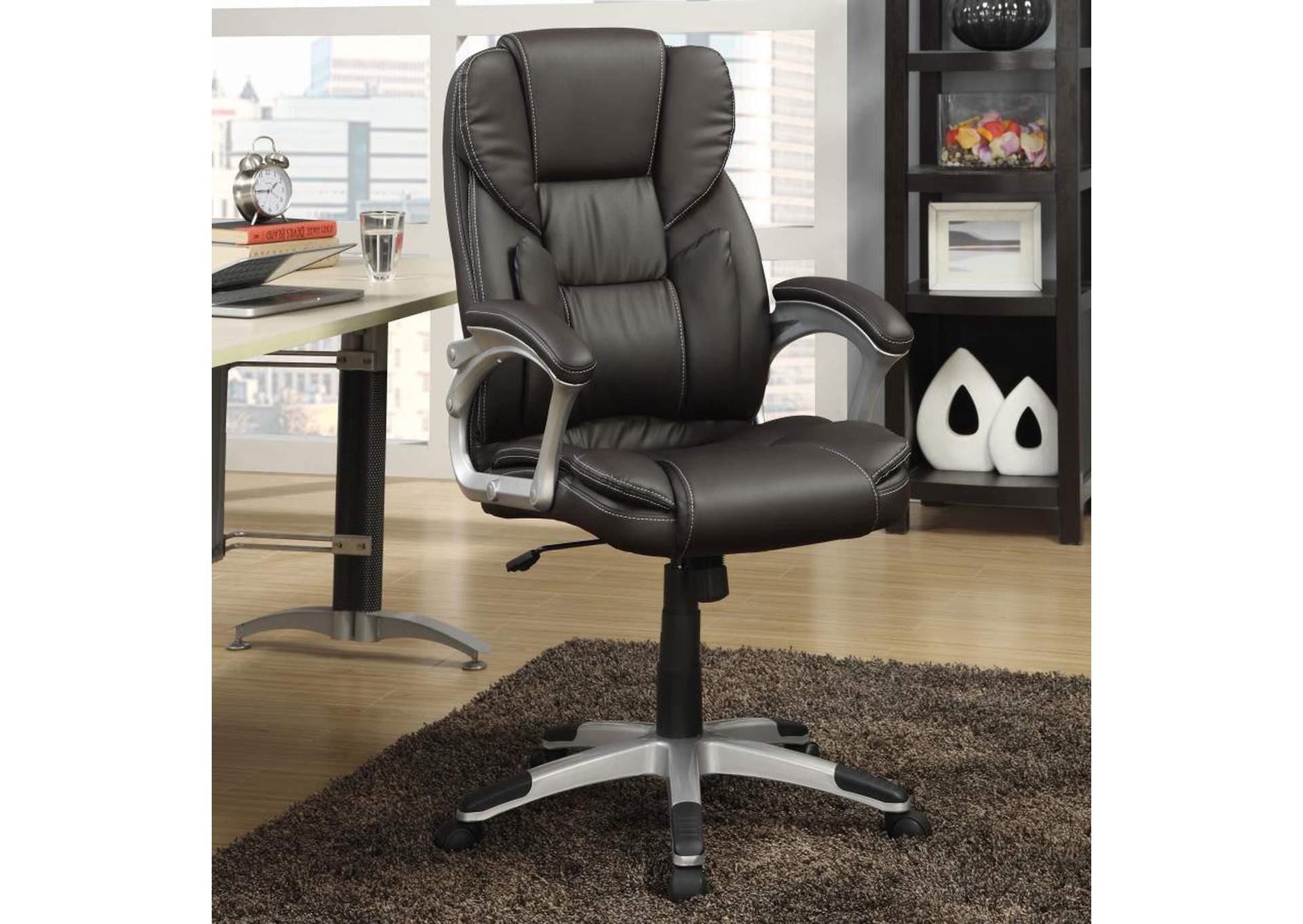 Adjustable Height Office Chair Dark Brown and Silver,Coaster Furniture