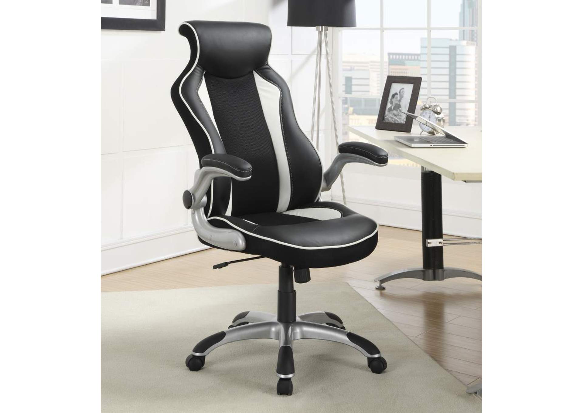 Dustin Adjustable Height Office Chair Black and Silver,Coaster Furniture