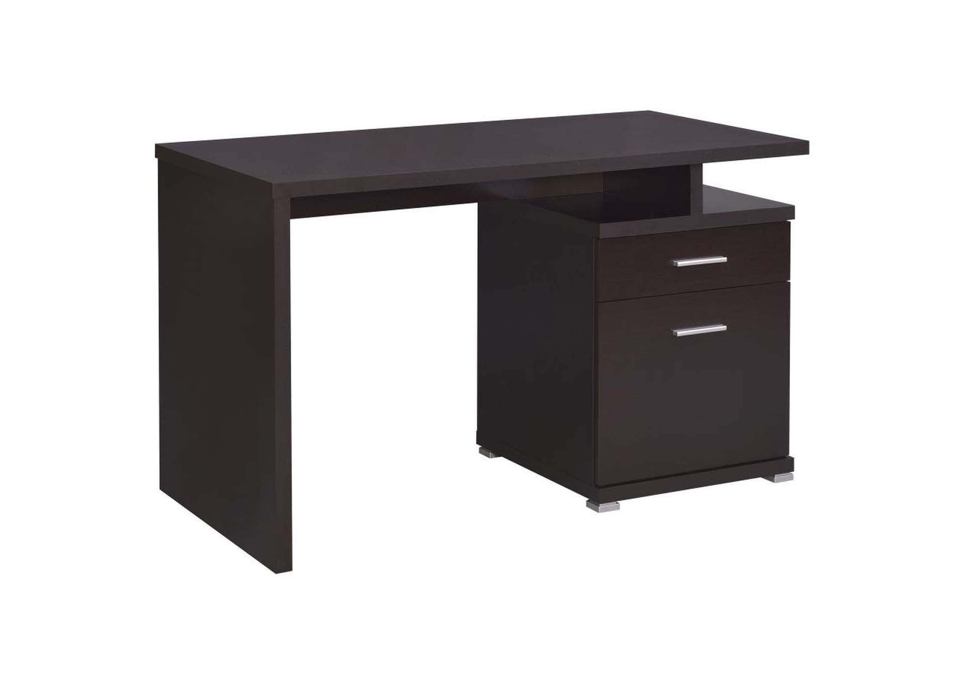 Irving 2-Drawer Office Desk With Cabinet Cappuccino,Coaster Furniture