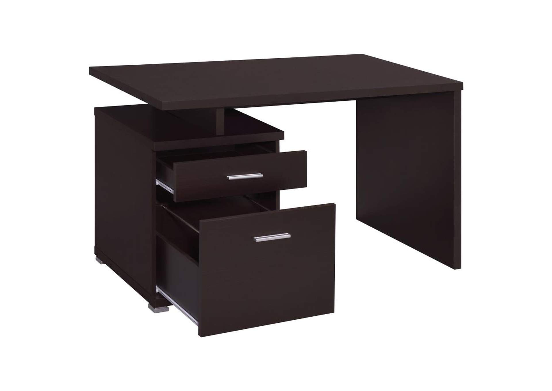 Irving 2 - drawer Office Desk with Cabinet Cappuccino,Coaster Furniture