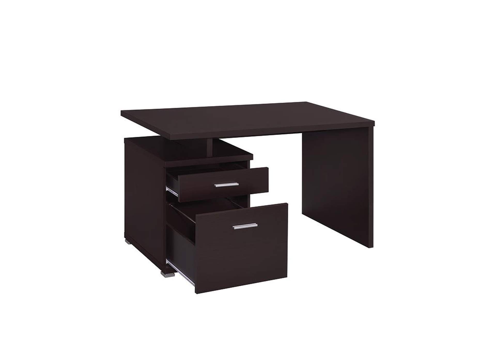 Irving 2-drawer Office Desk with Cabinet Cappuccino,Coaster Furniture