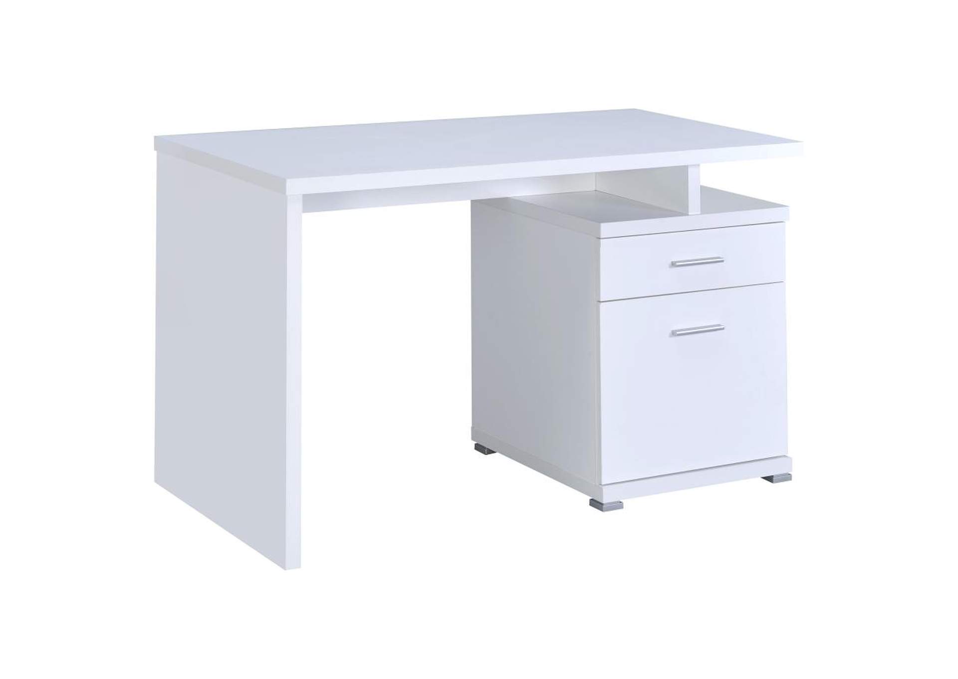 Irving 2-Drawer Office Desk With Cabinet White,Coaster Furniture