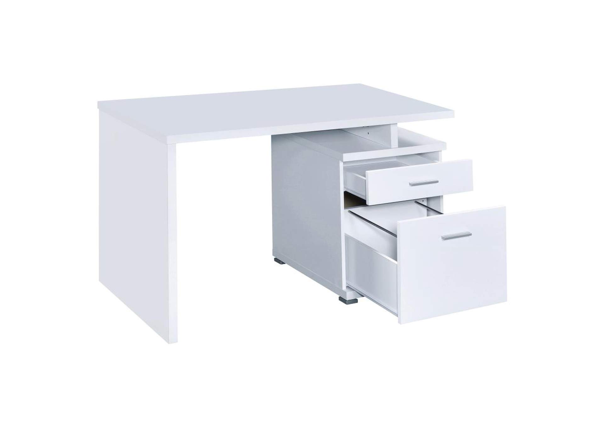 Irving 2 - drawer Office Desk with Cabinet White,Coaster Furniture