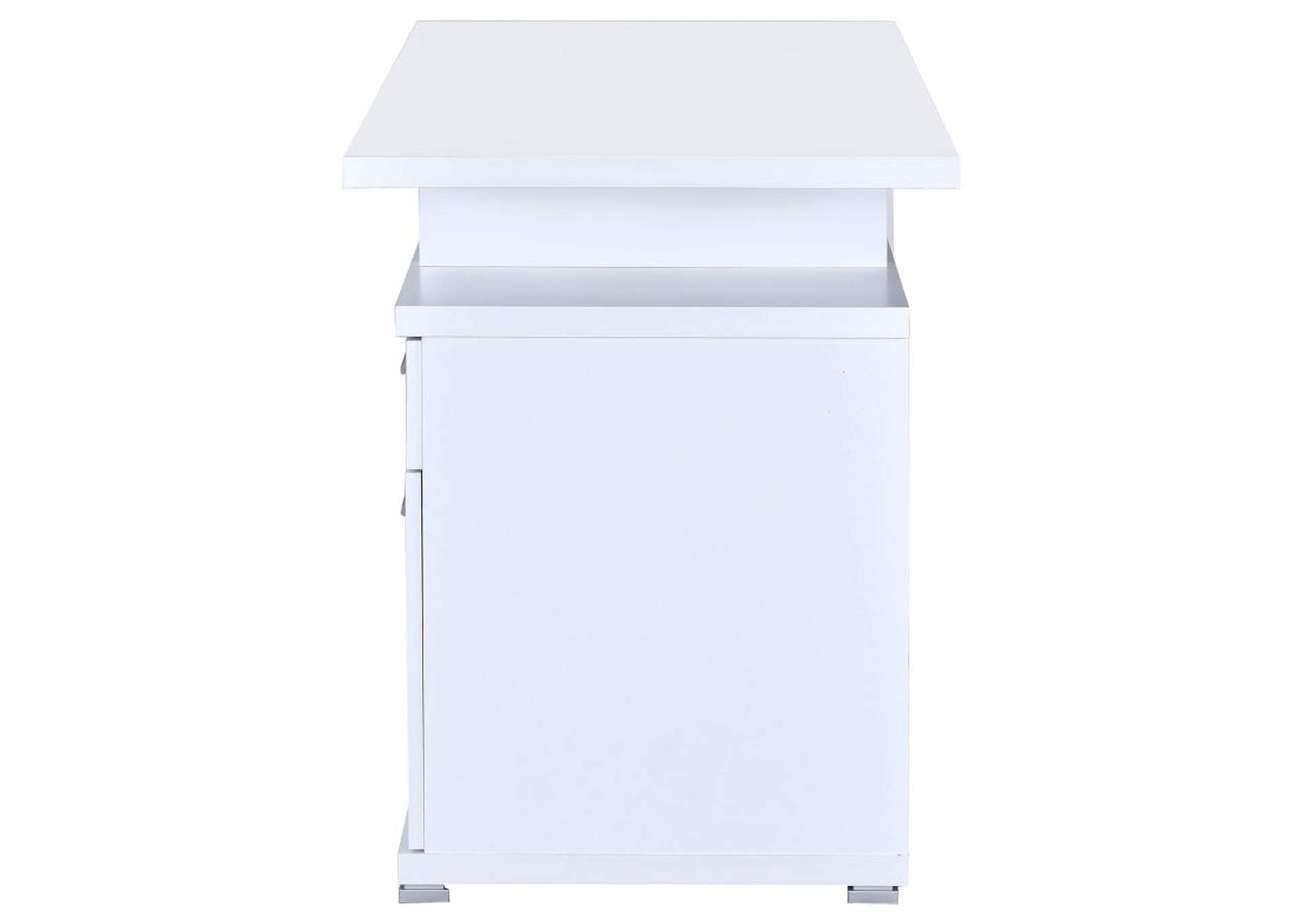 Irving 2 - drawer Office Desk with Cabinet White,Coaster Furniture